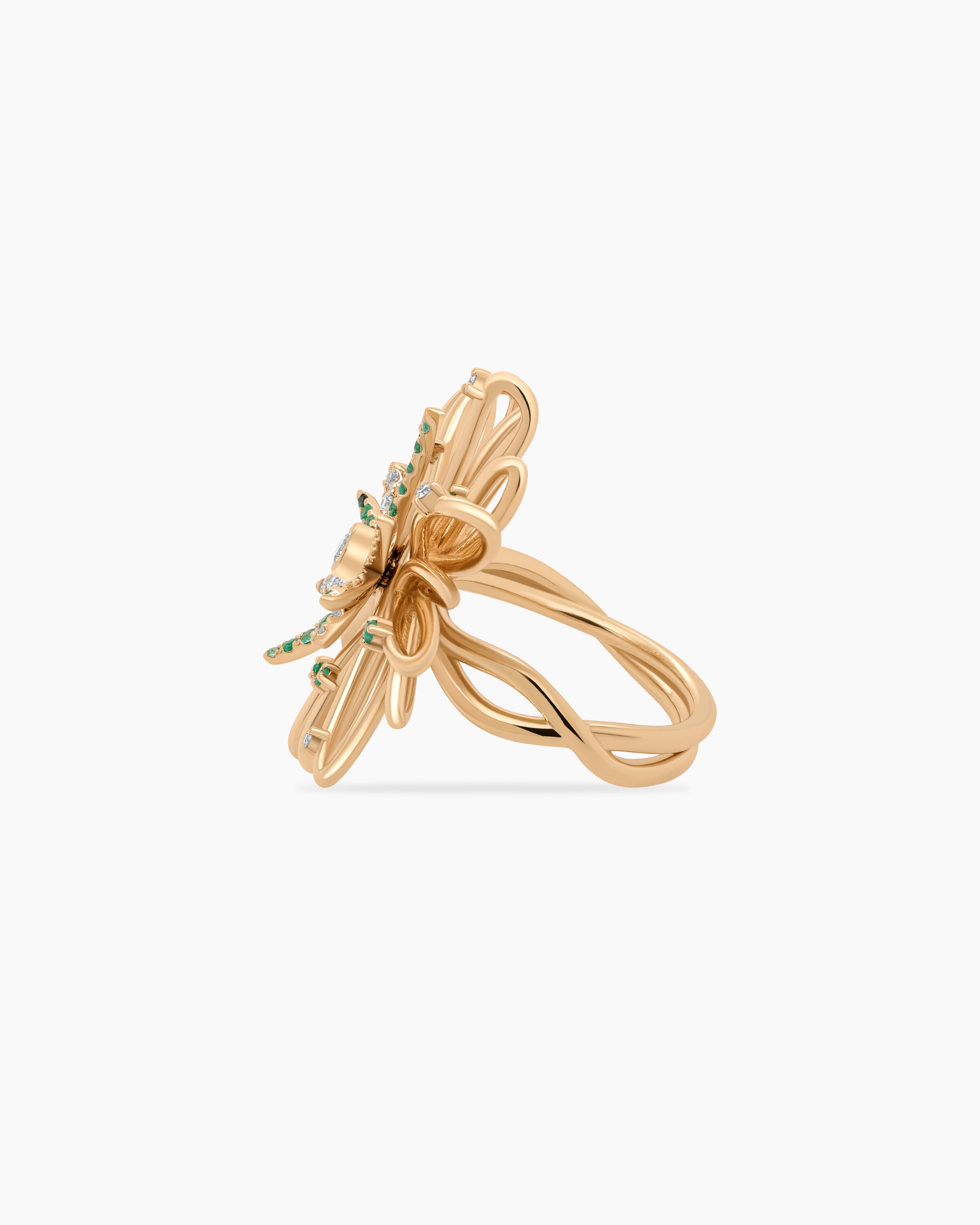 Diamond and Emerald Fireworks Statement Ring