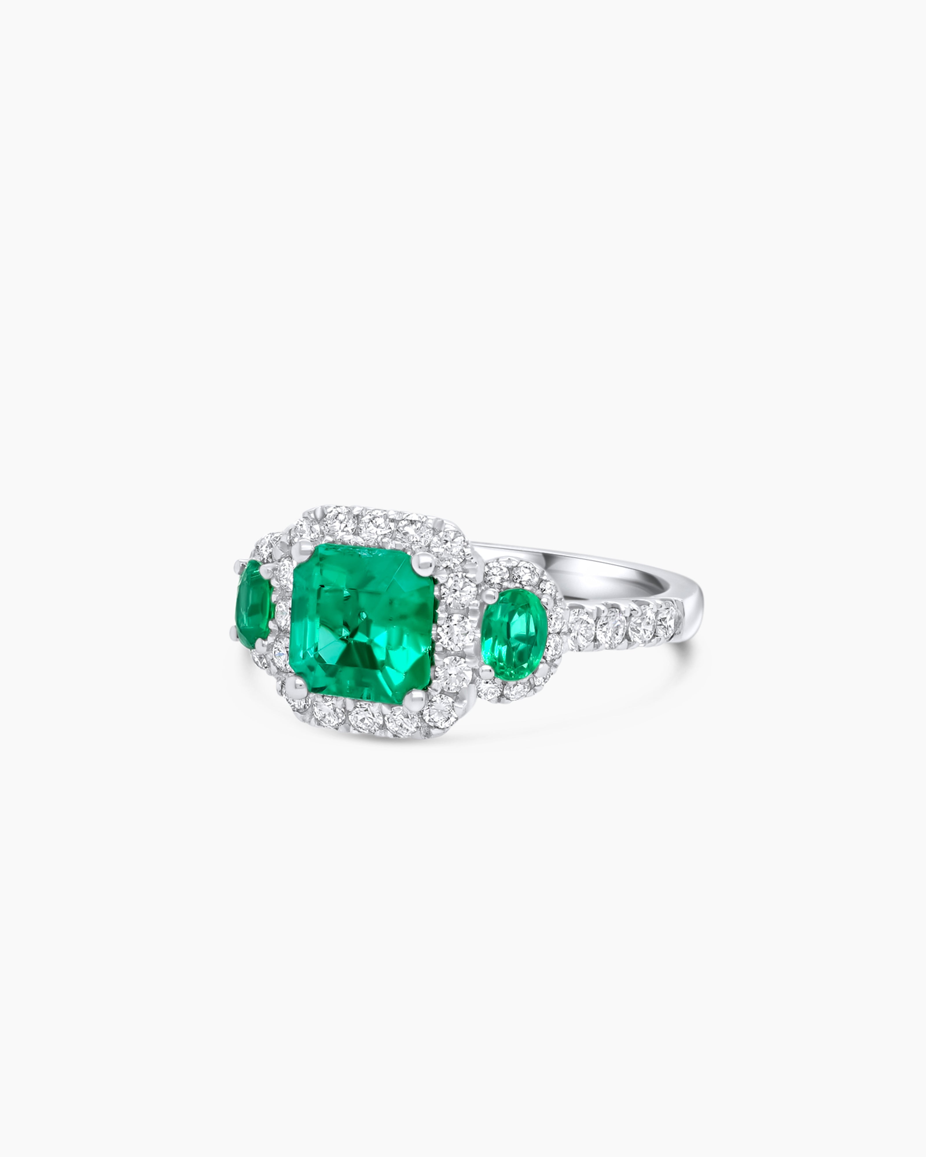  Emerald and Diamond Cocktail Ring