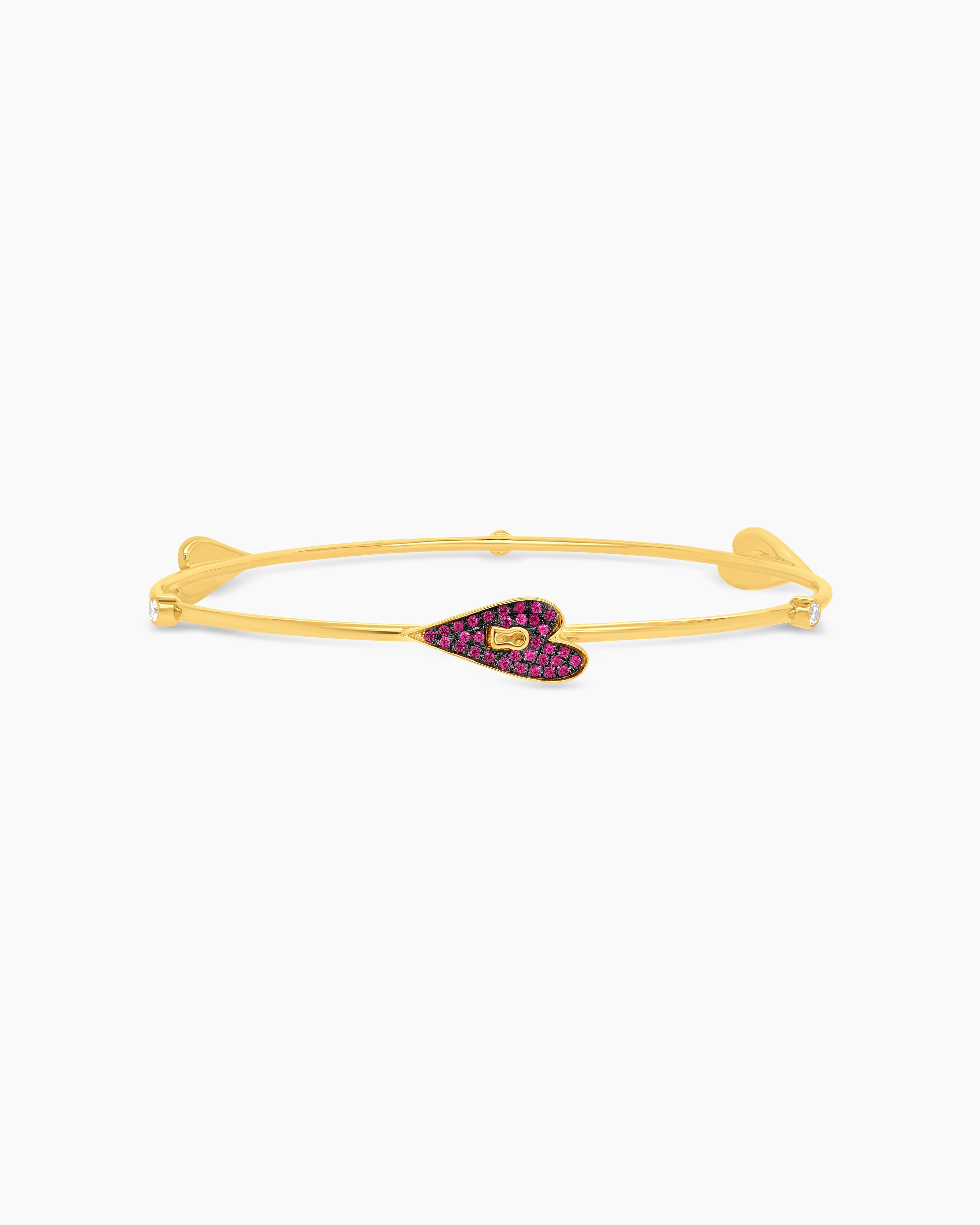  Heart with Keyhole Bangle Bracelet