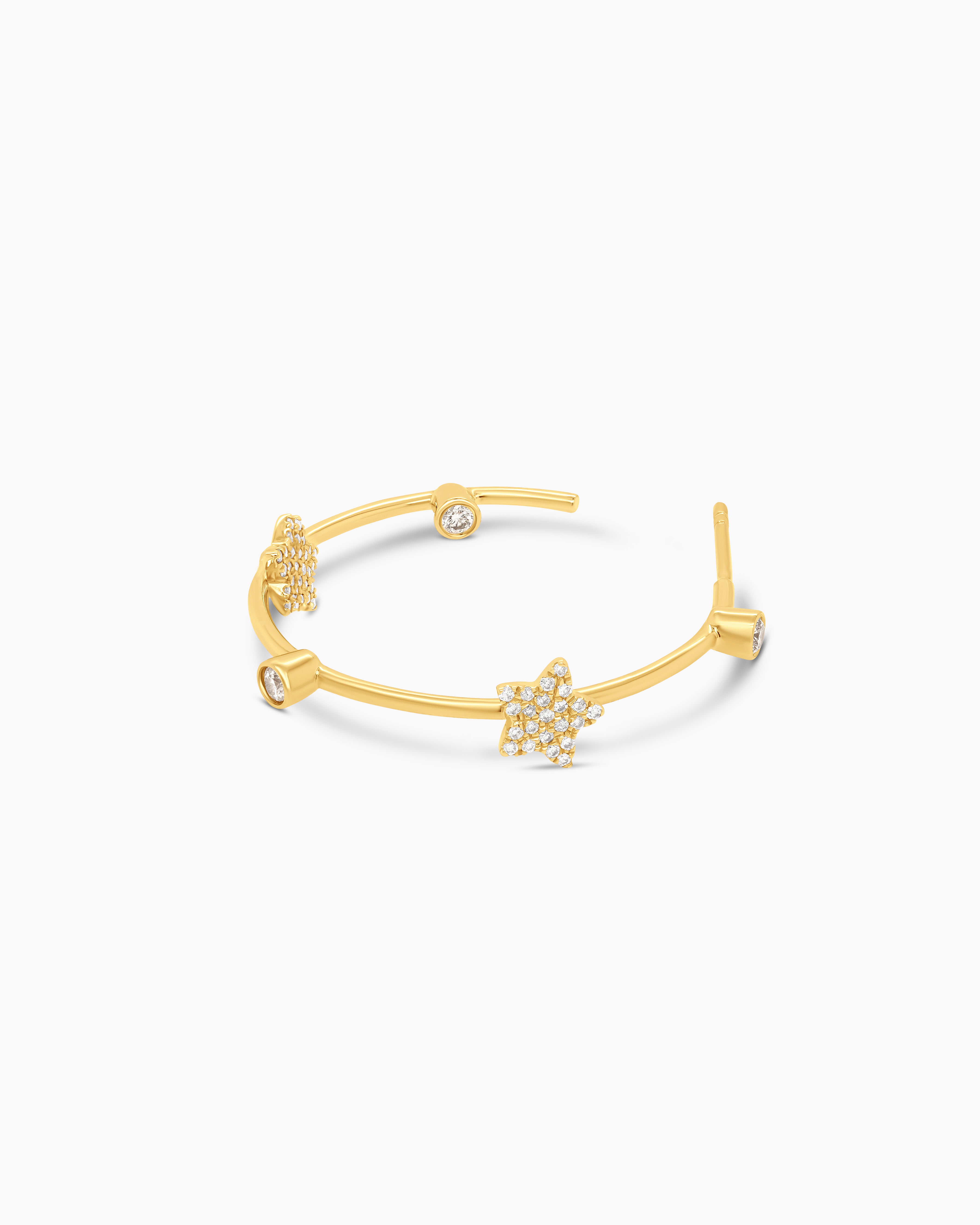 Small Diamond Star Hoop Earrings