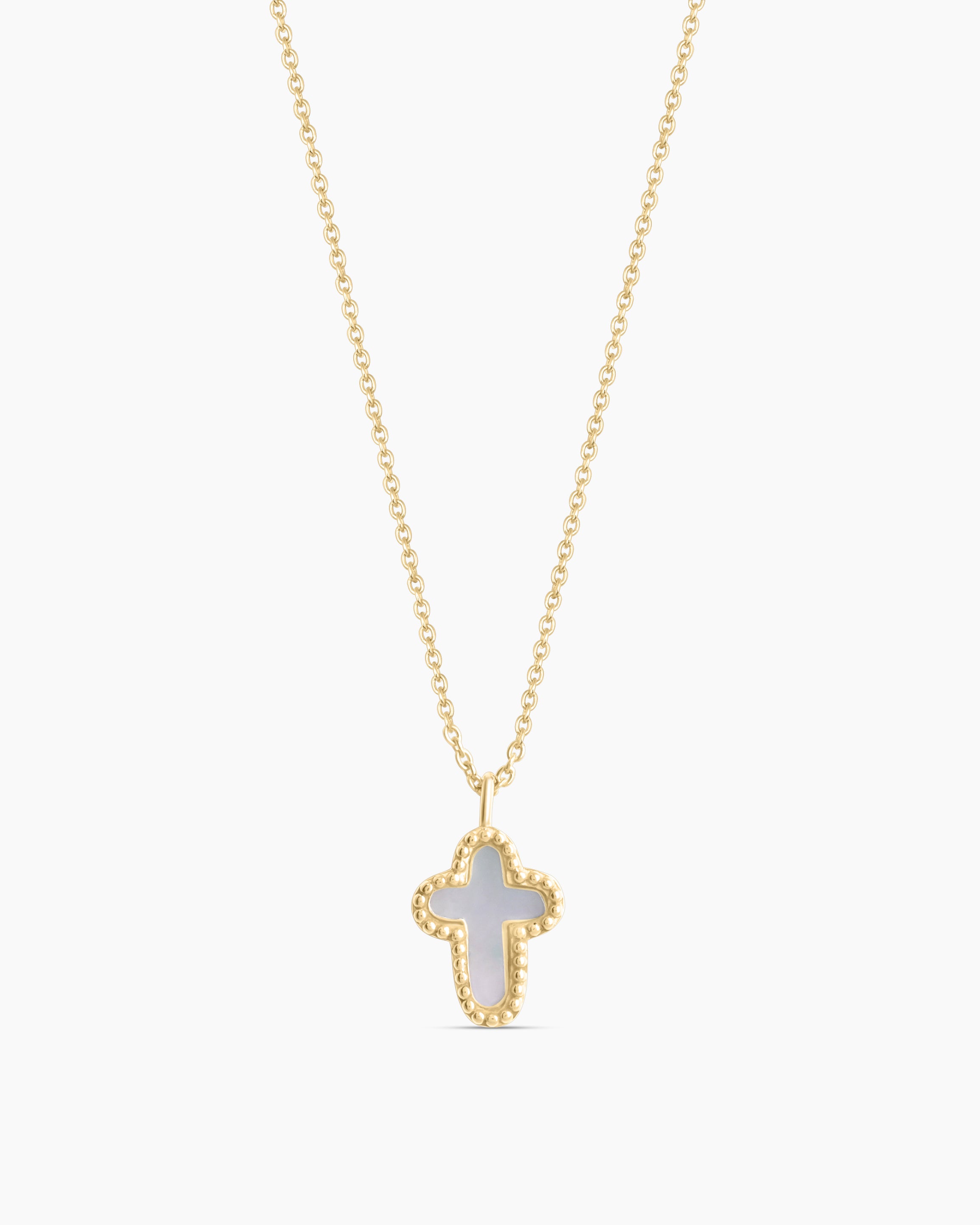 Basilica | Mini Mother of Pearl Bubble Cross Necklace