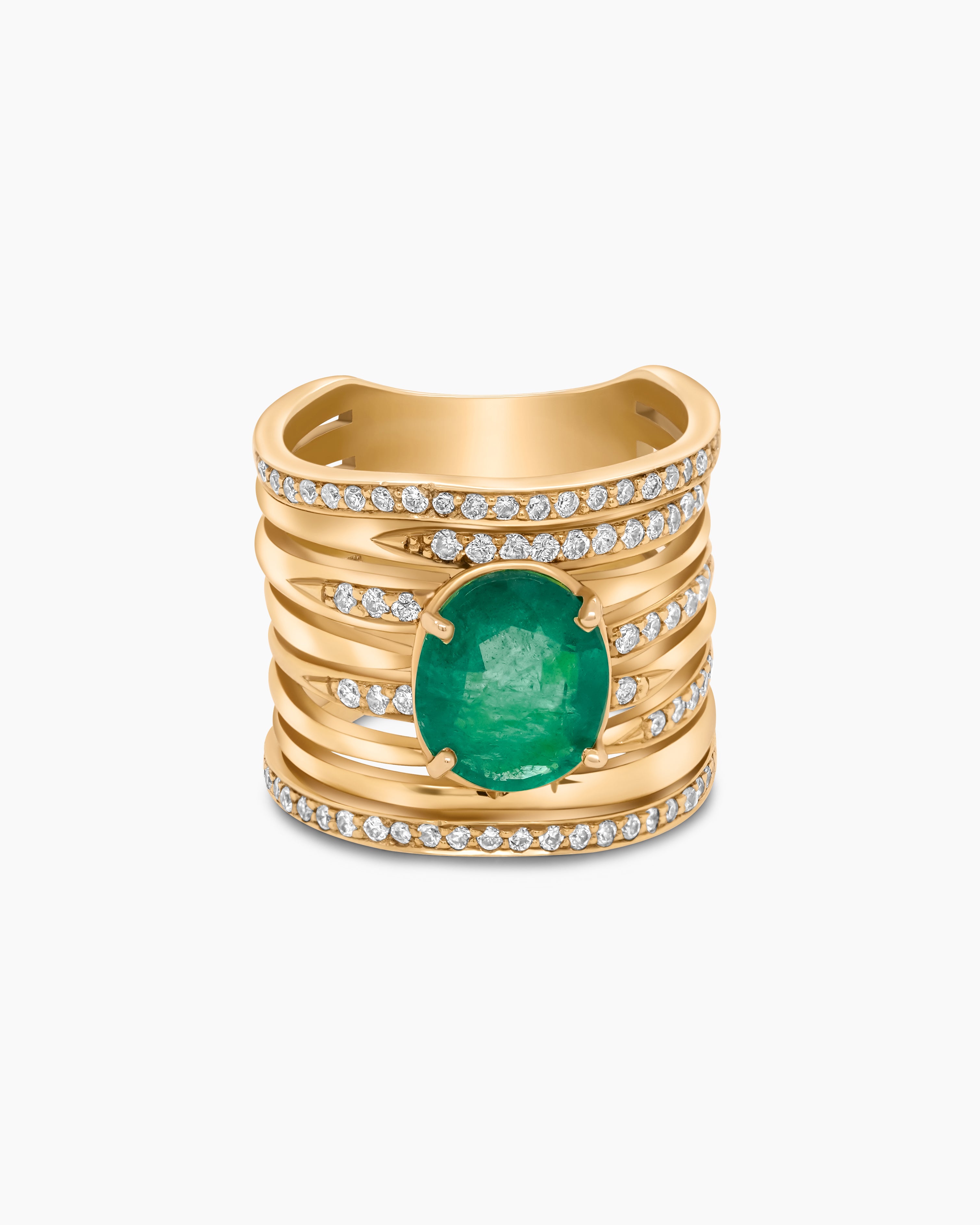  Emerald and Diamond Cocktail Ring