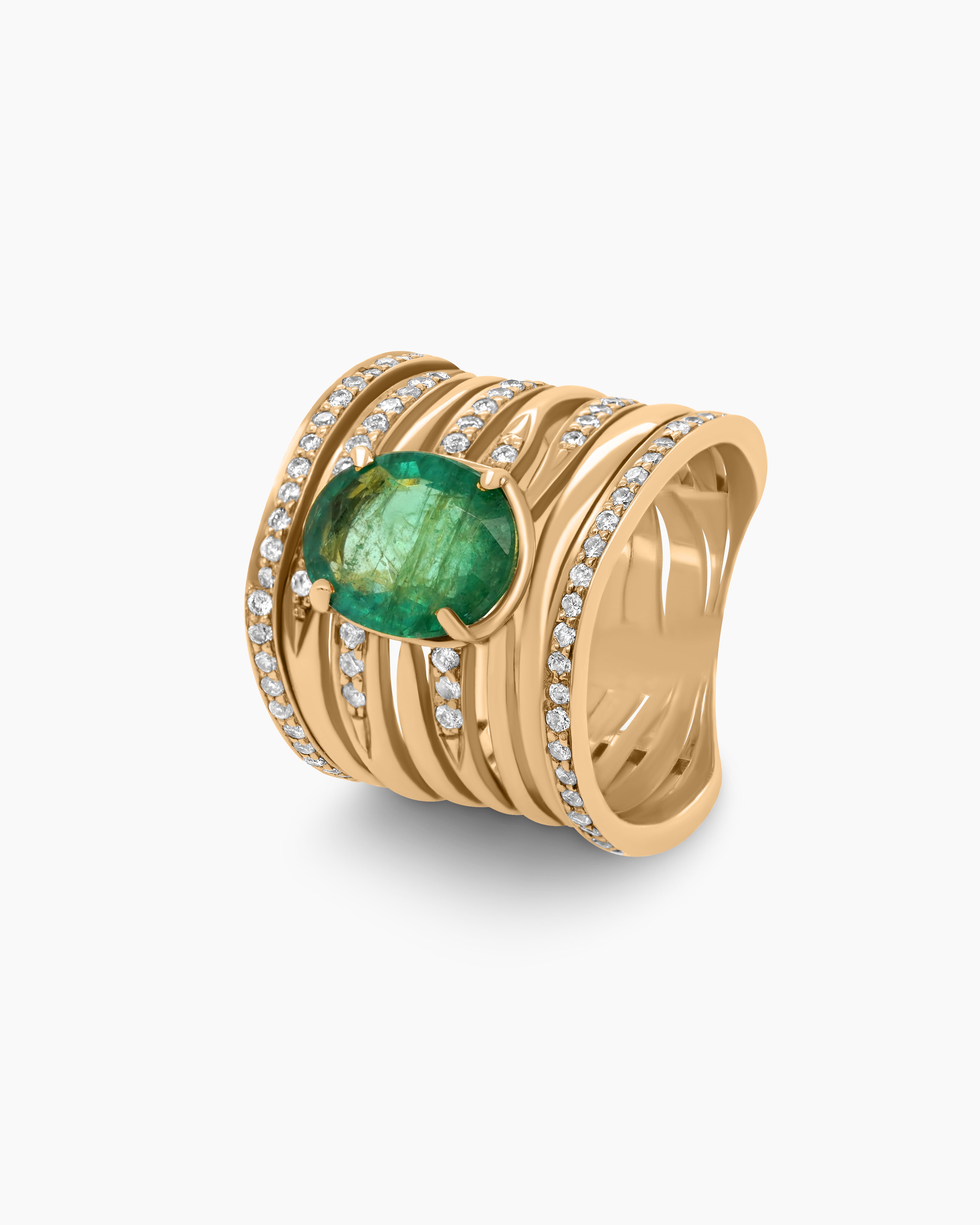 Emerald and Diamond Cocktail Ring