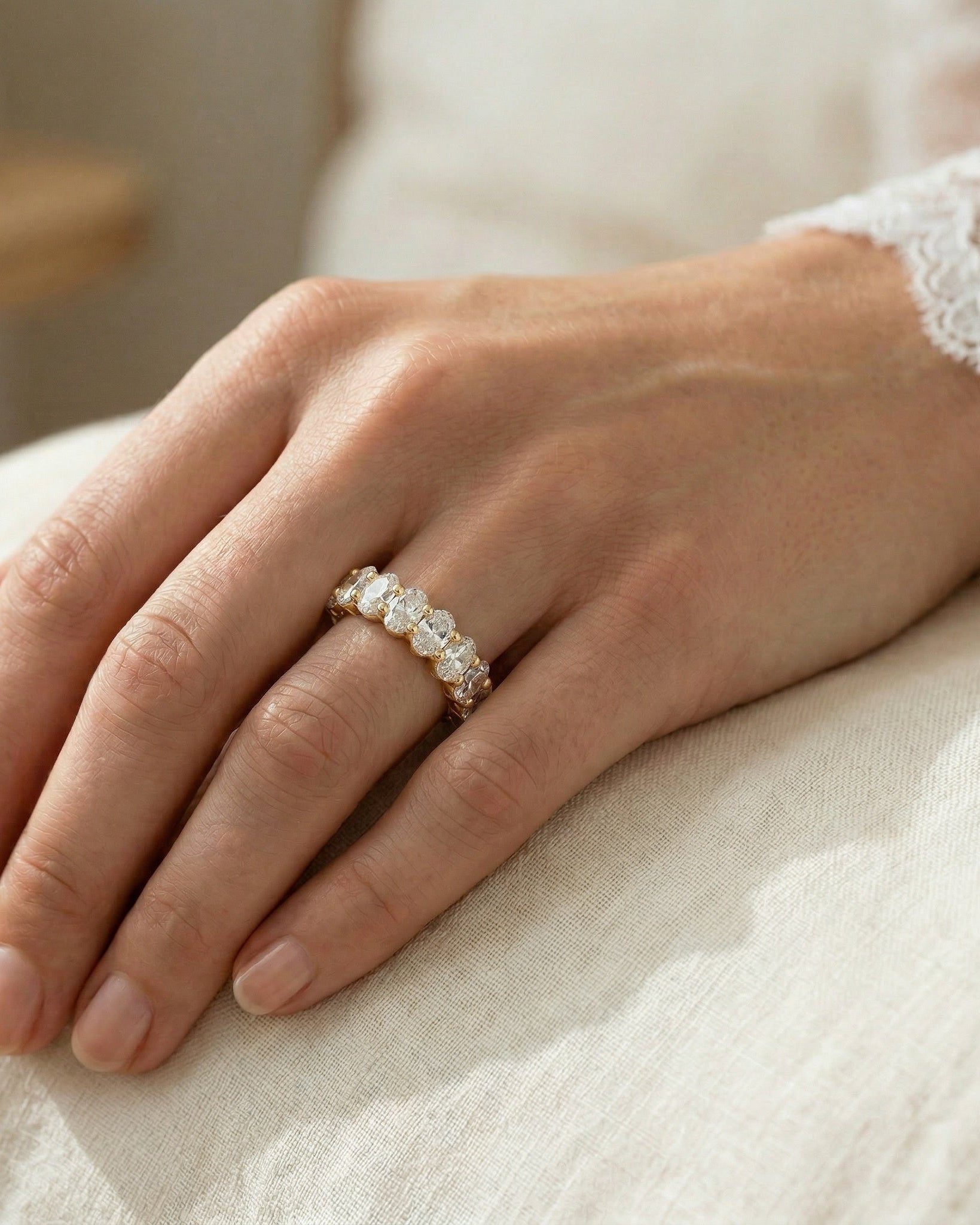 Evermore | Oval Cut Halfway Lab Diamond Band Ring