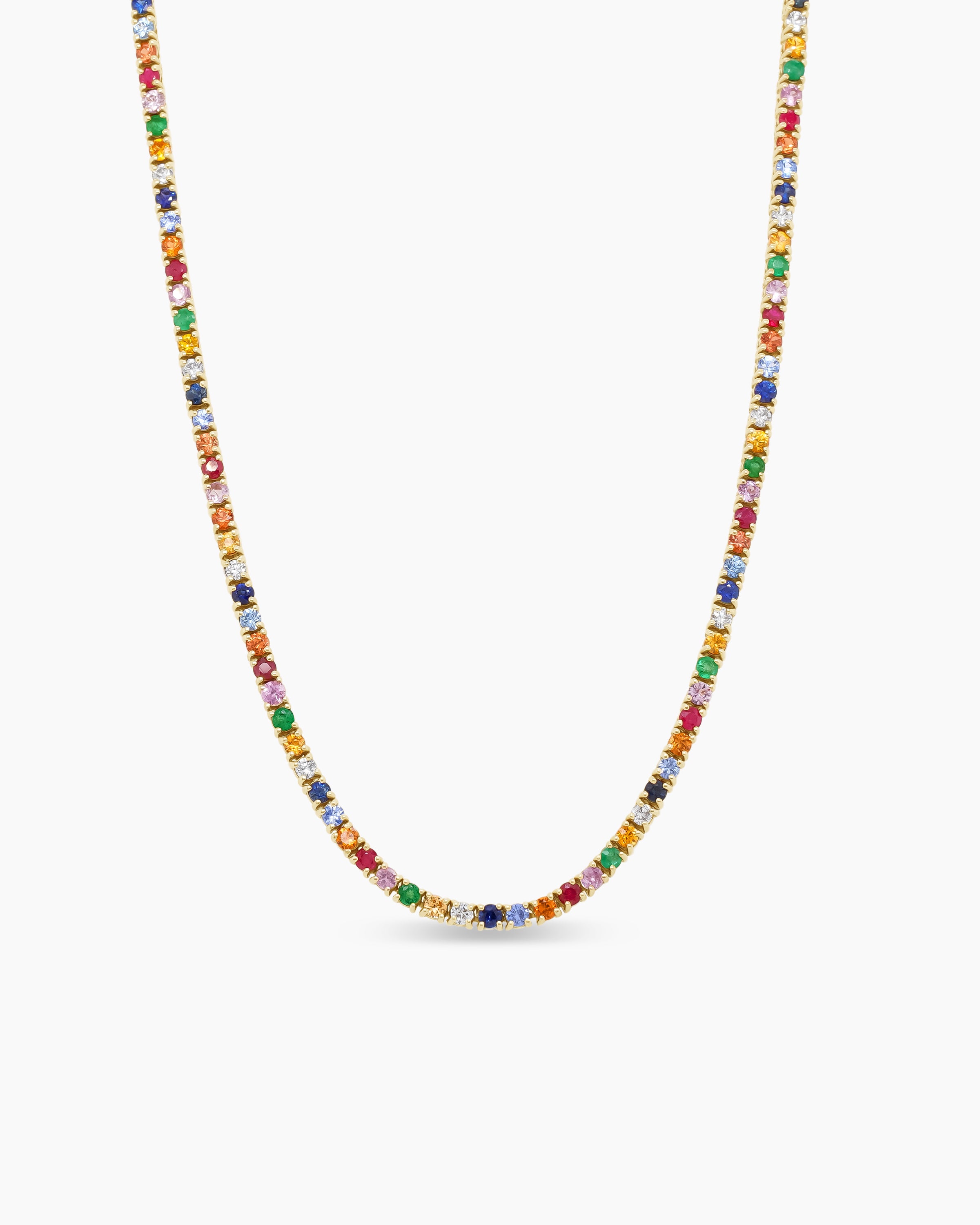 Rainbow Gemstone Tennis Necklace