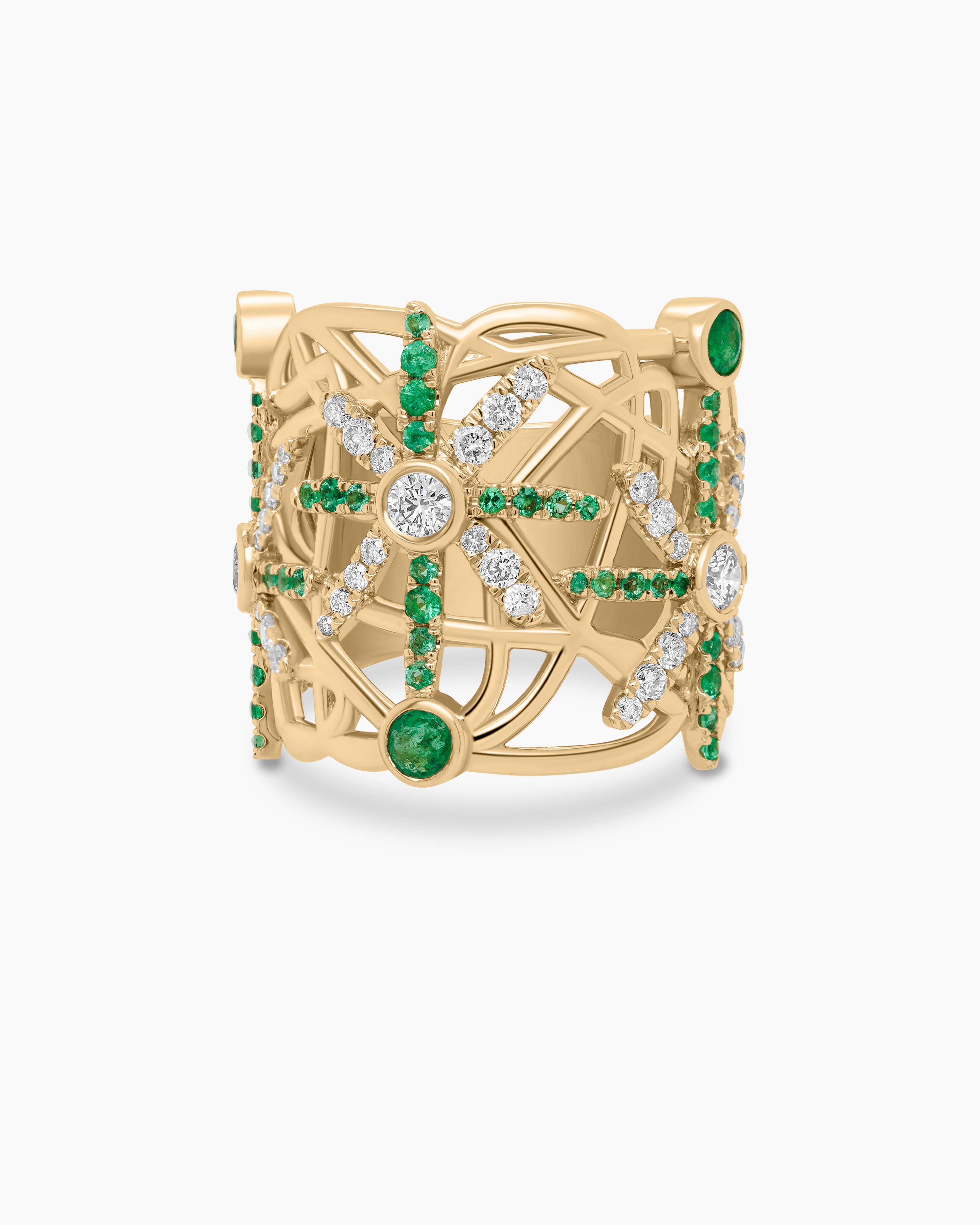 Emerald and Diamond Cigar Band Ring