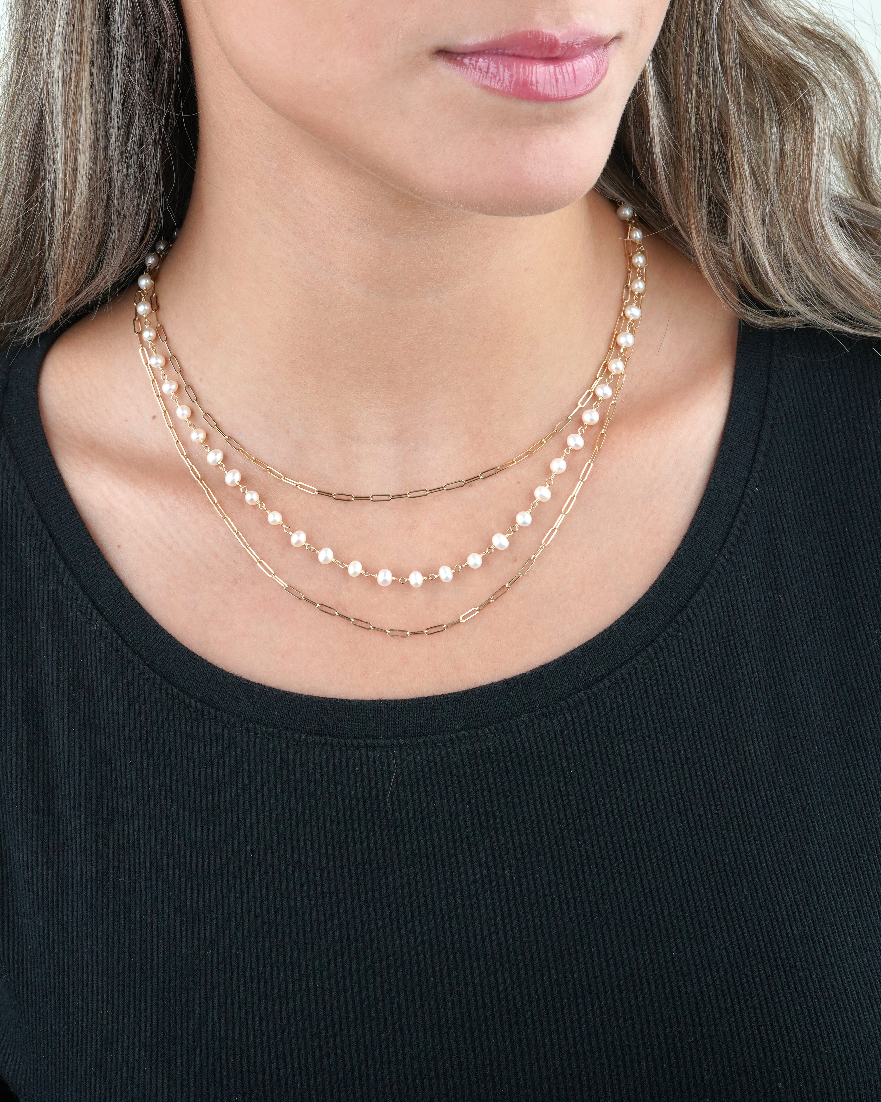 Multi Chain Pearl Necklace