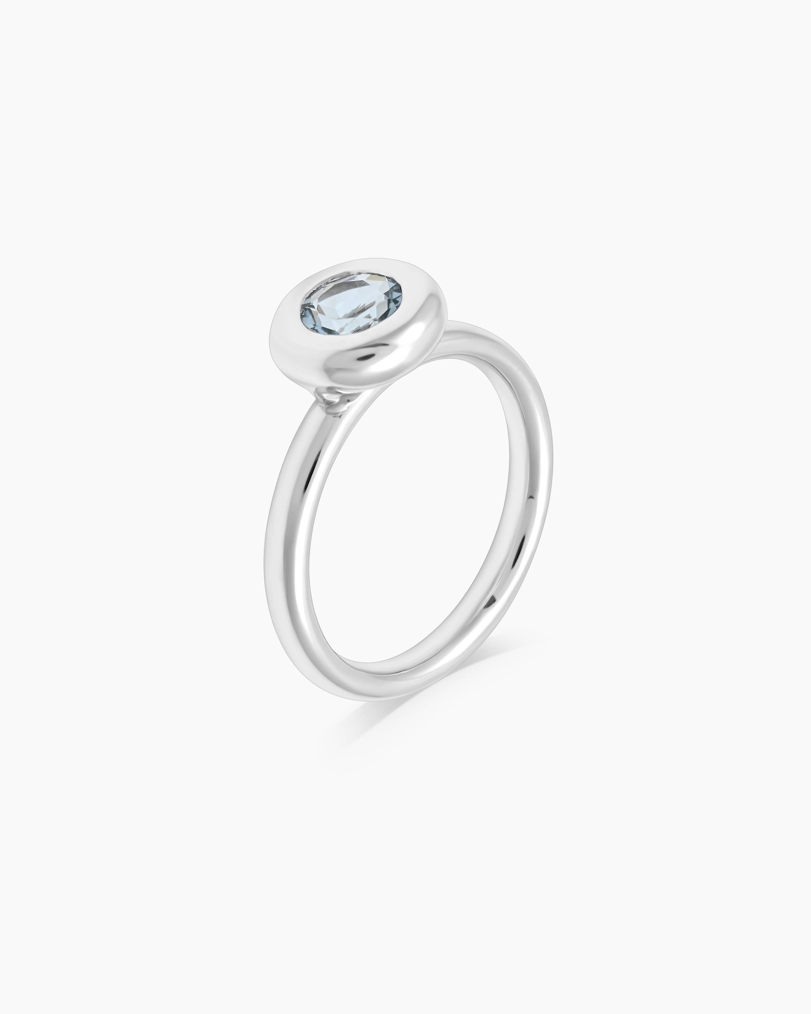 Splash | Round Aquamarine Stackable Ring