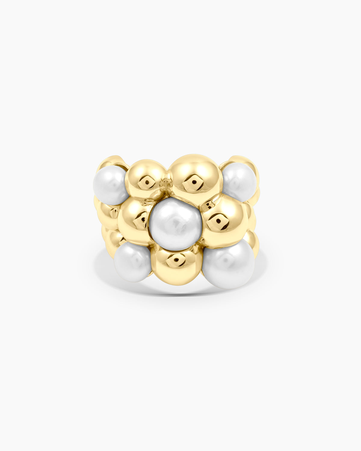 Bubbly | Gold and Freshwater Pearl Bubble Ring