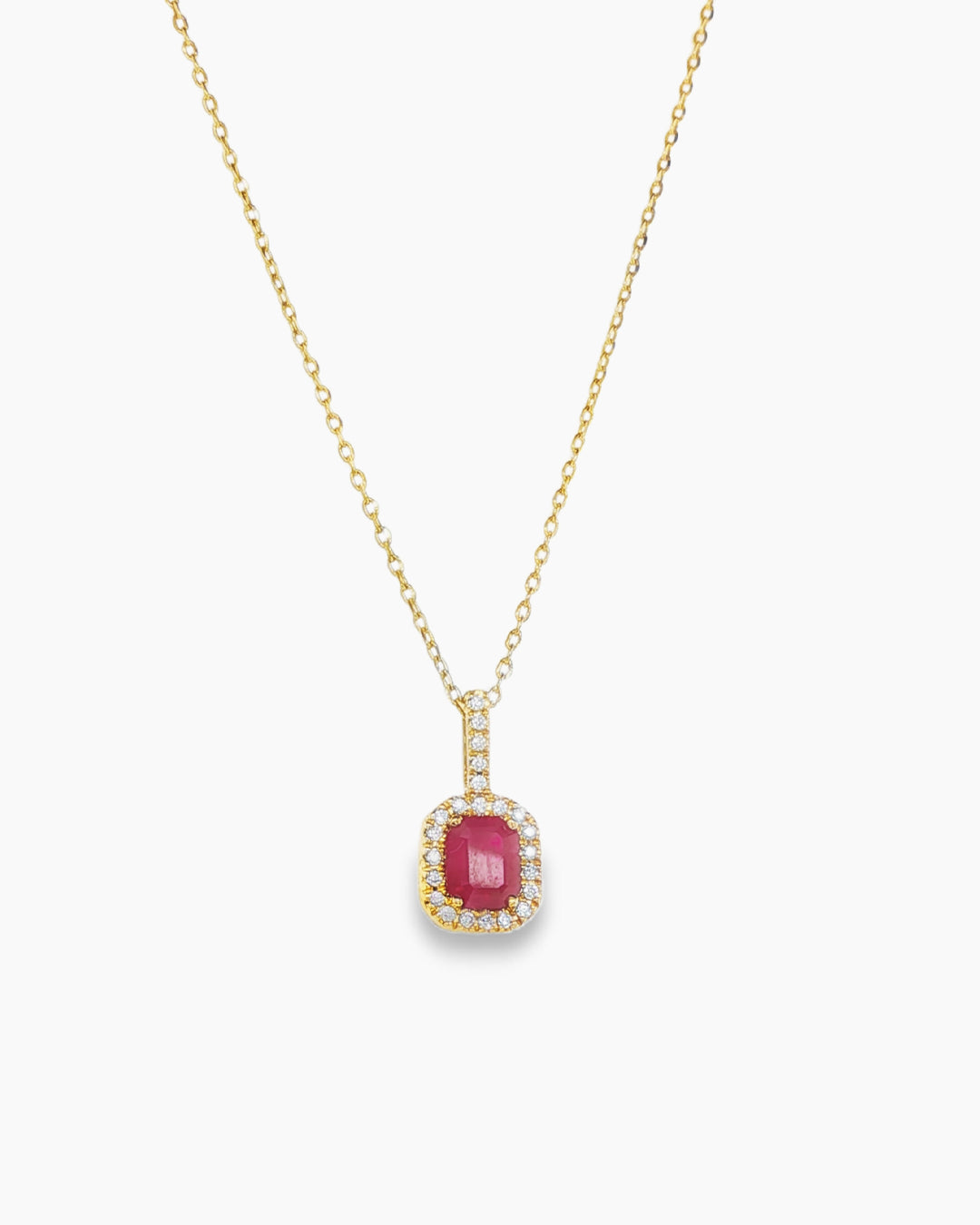 Yellow Gold Ruby and Diamond Pendant Necklace