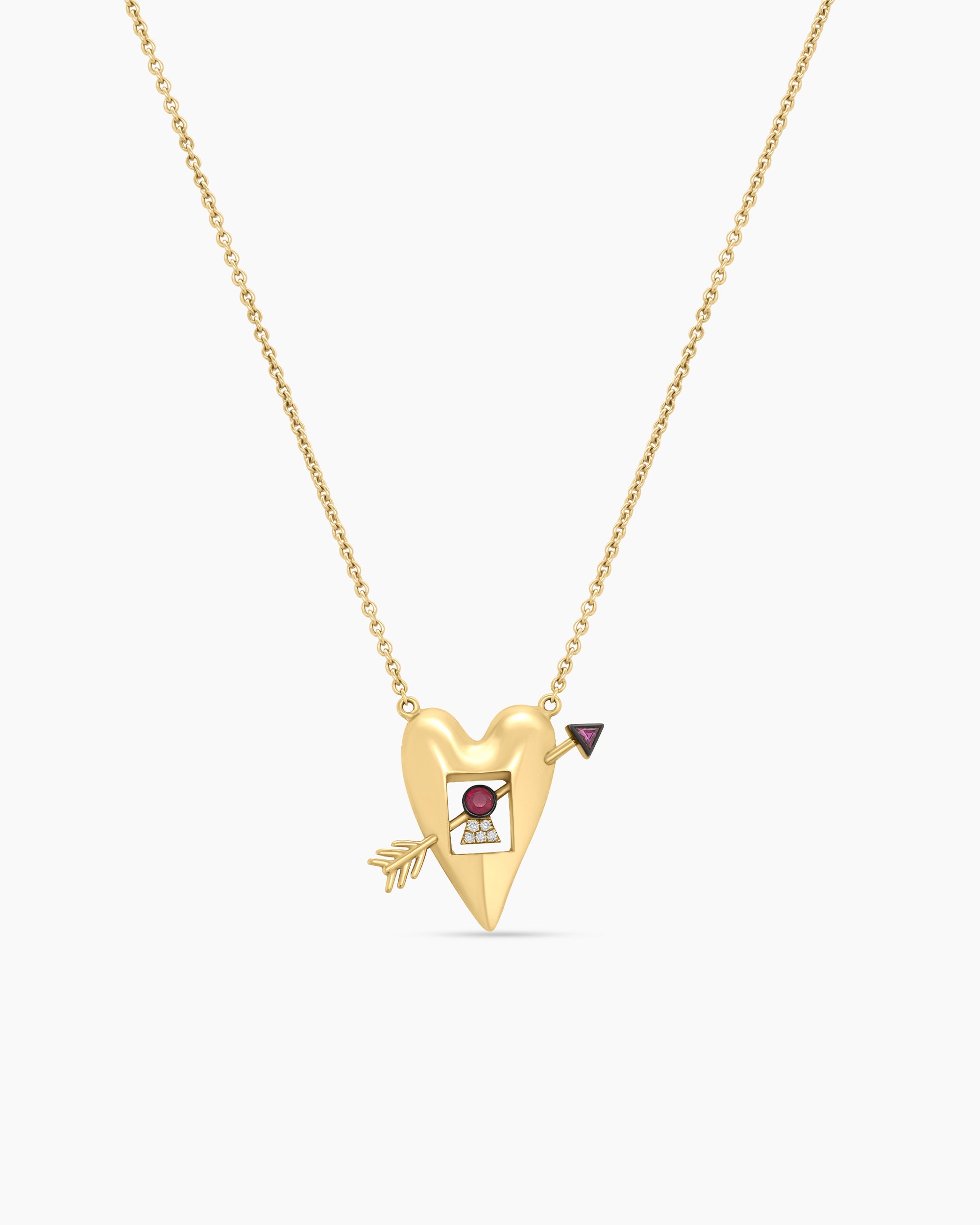 Small Heart and Arrow Heart Pendant Necklace
