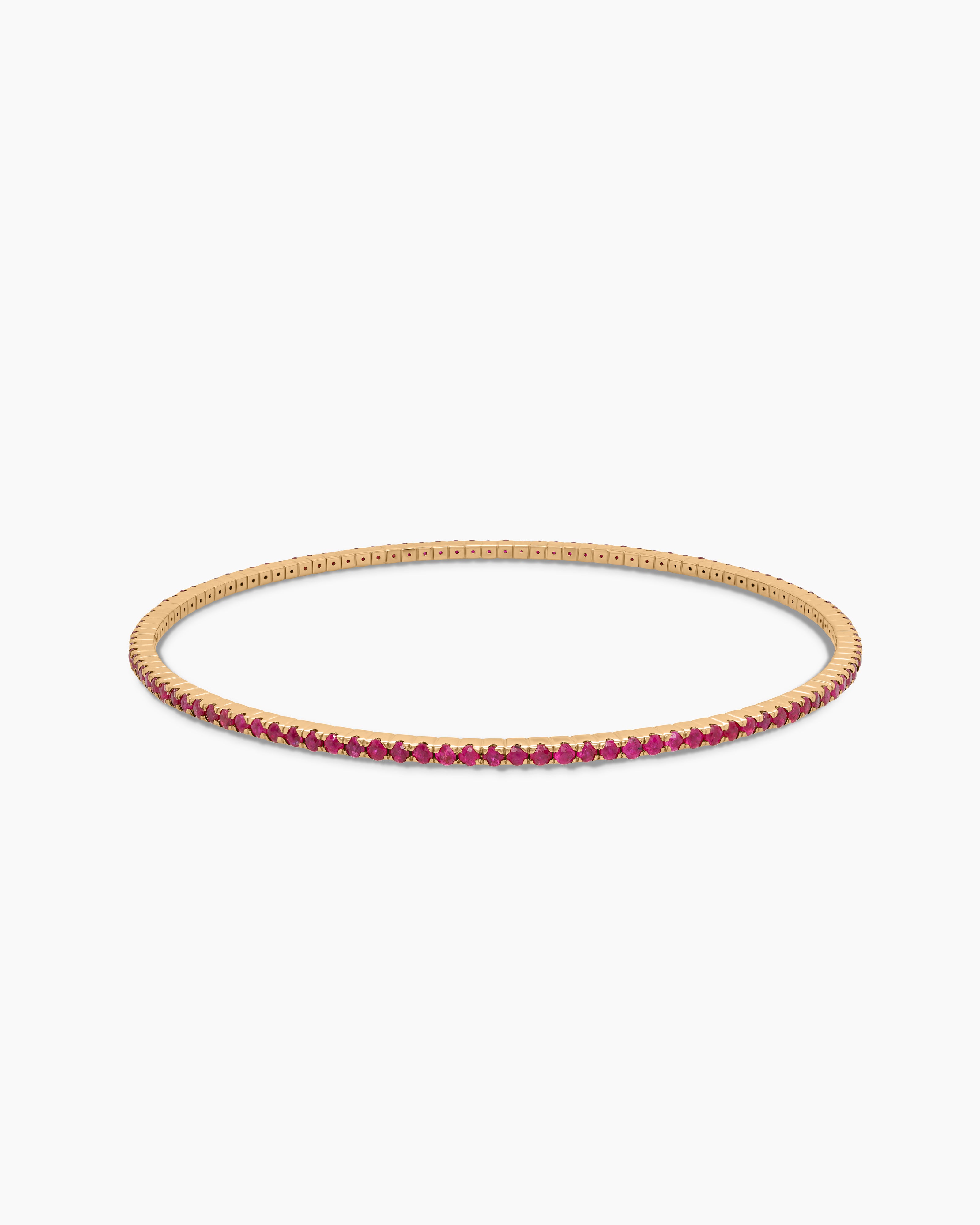 Yellow Gold Gemstone Bangle Bracelet