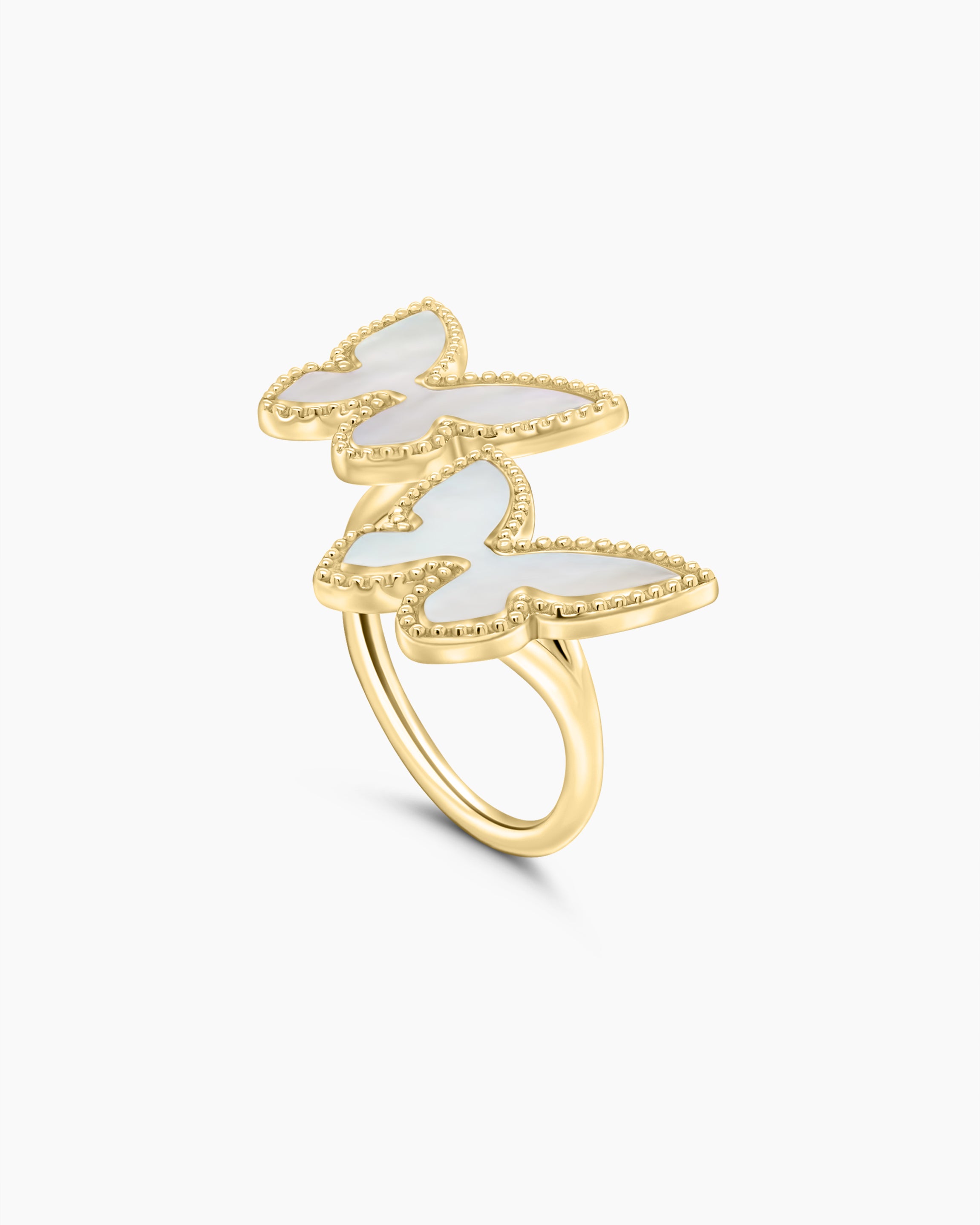 Vivara | Mother of Pearl Open Double Butterfly Ring