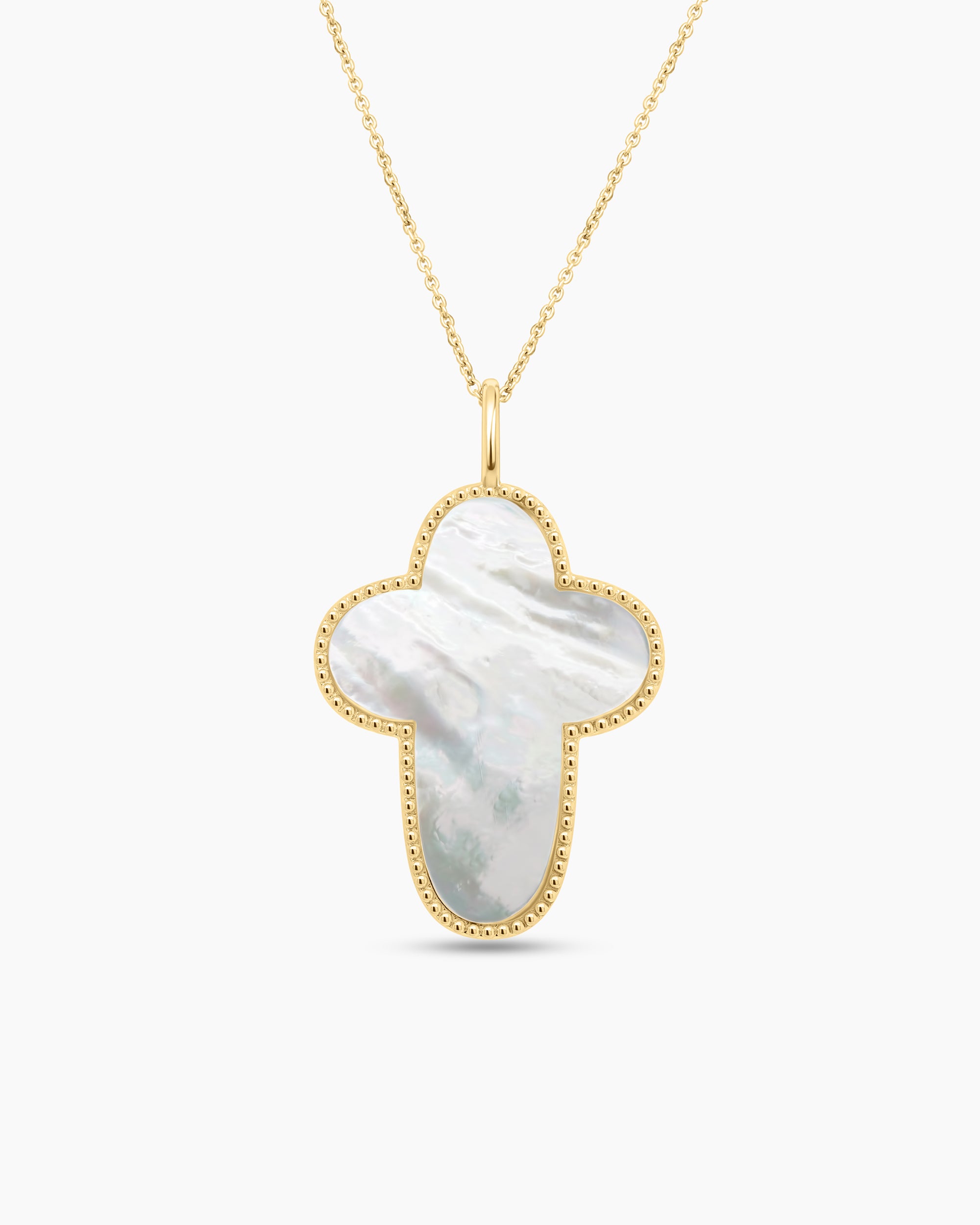 Basilica | Large Mother of Pearl Bubble Cross Necklace