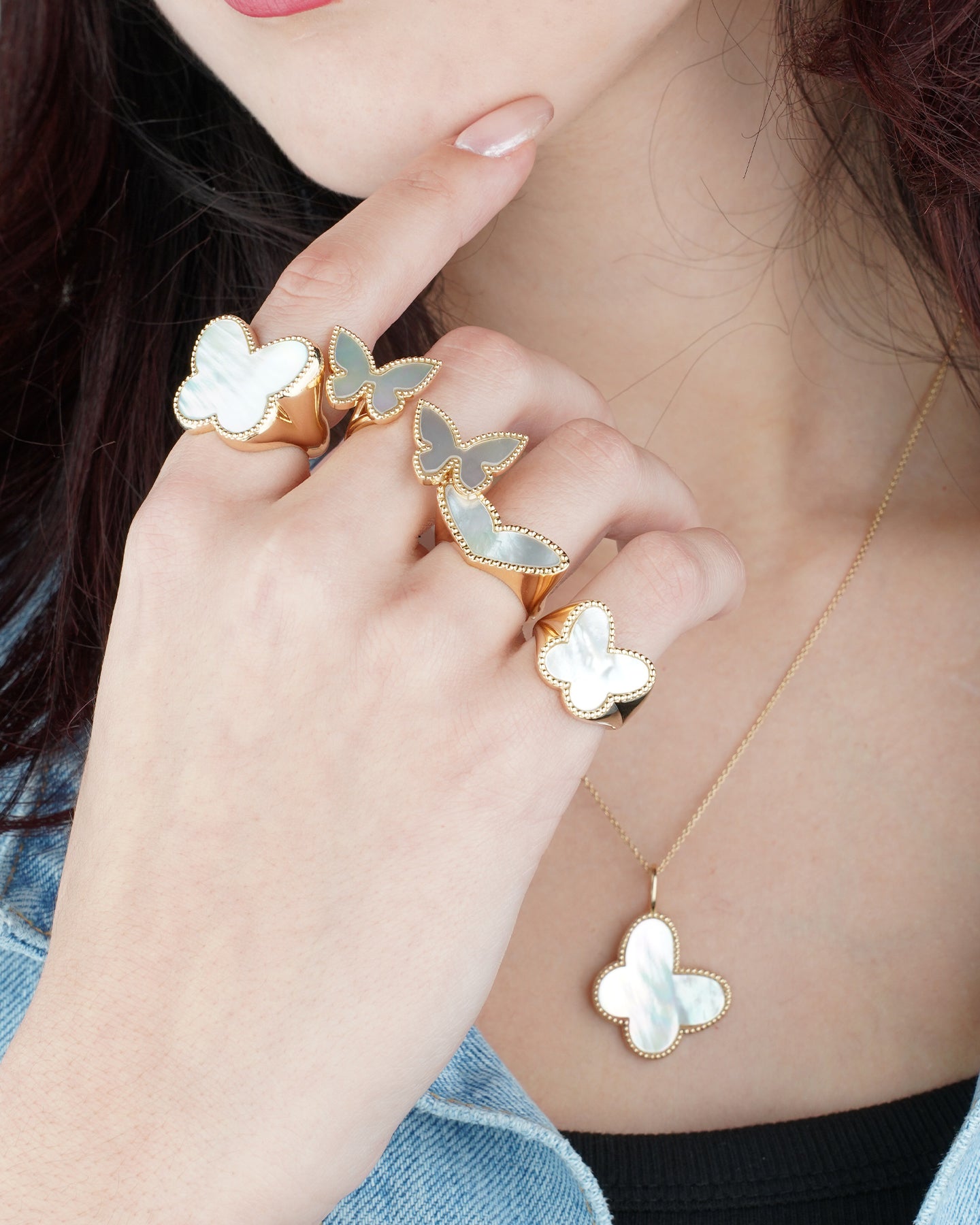 Vivara | Mother of Pearl Open Double Butterfly Ring