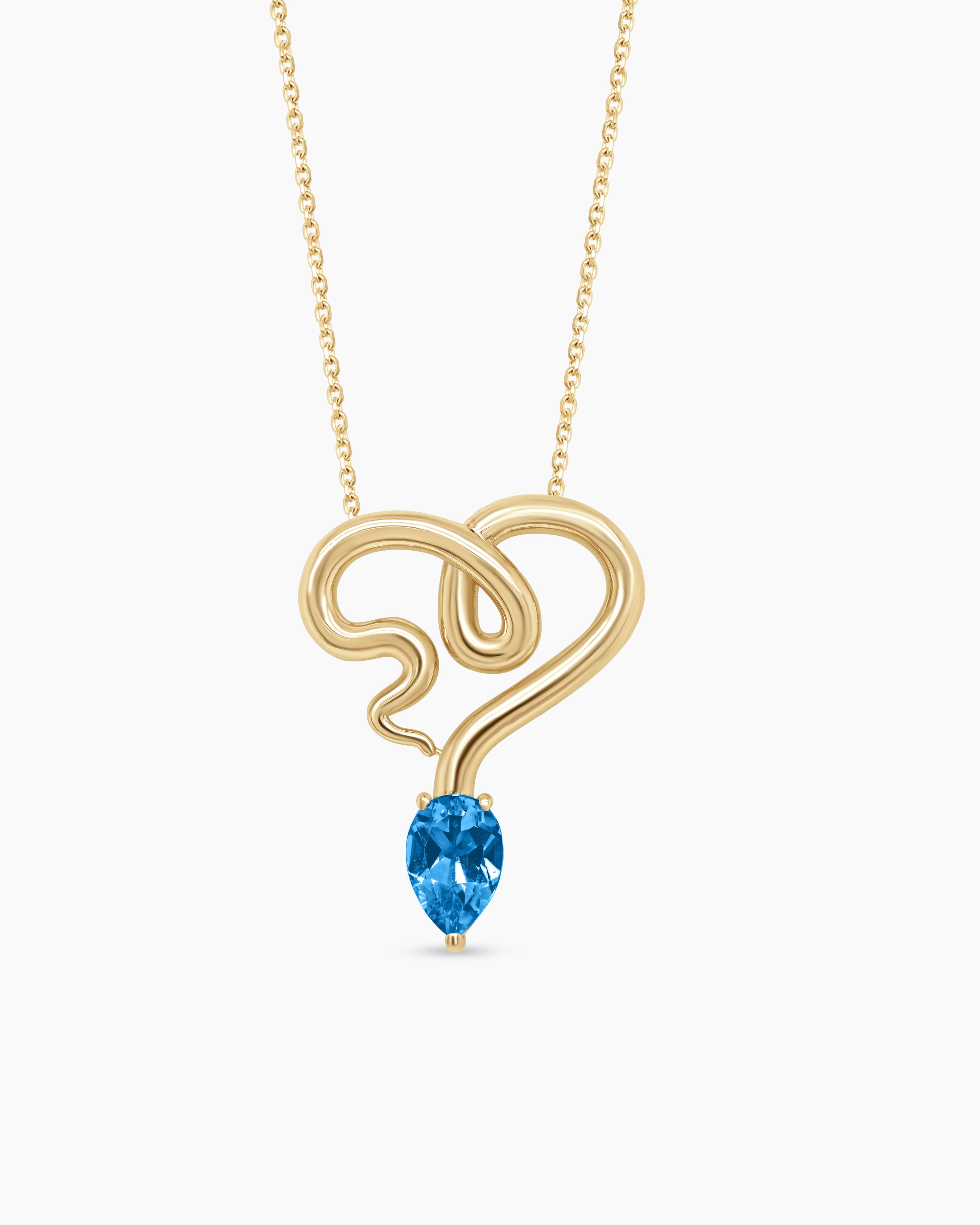 Small Heart Snake Pendant Necklace