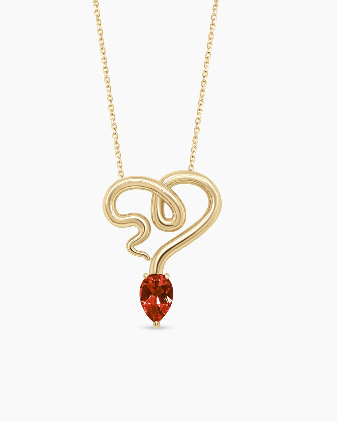 Small Heart Snake Pendant Necklace