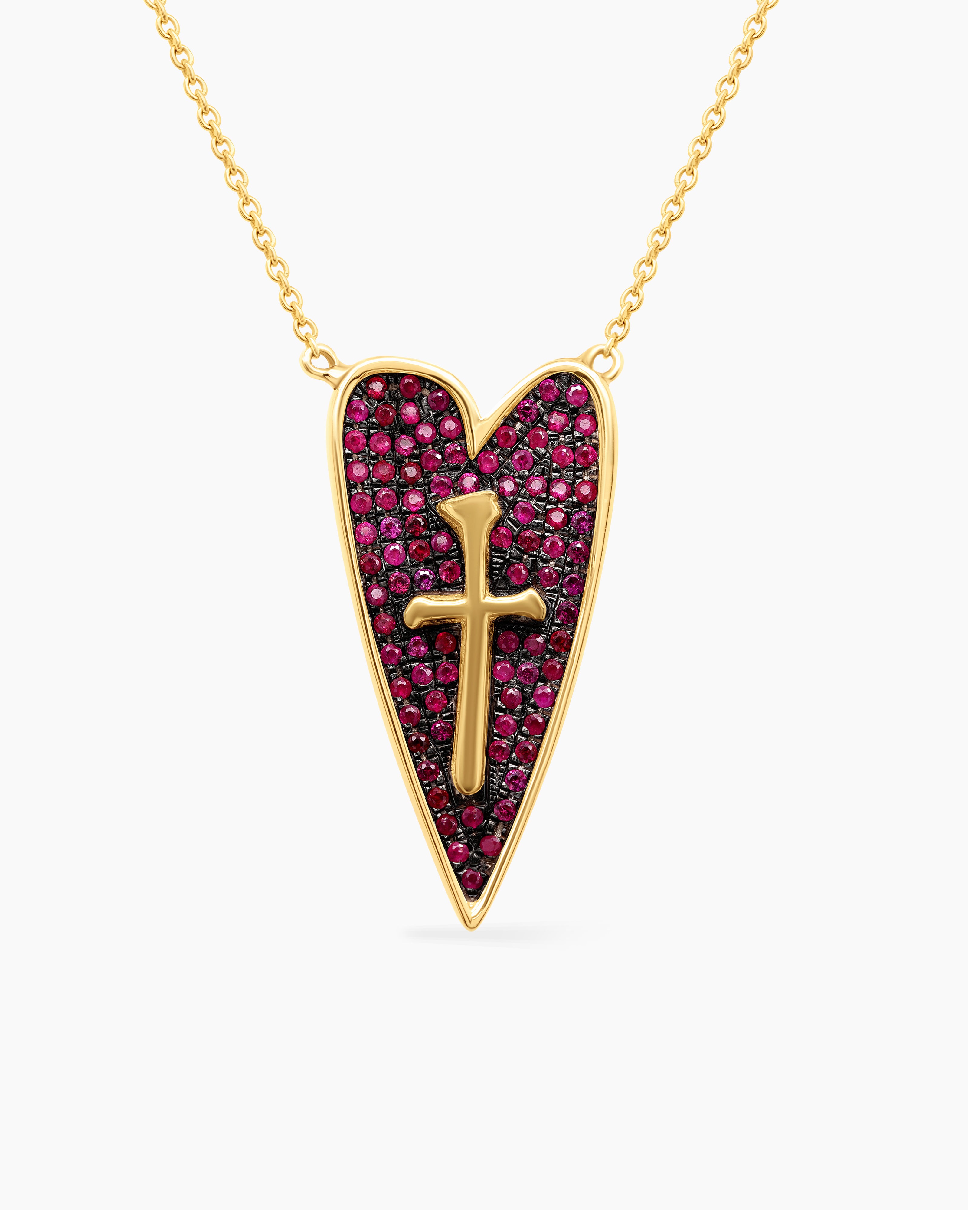 Pave Gemstone Heart Pendant Necklace