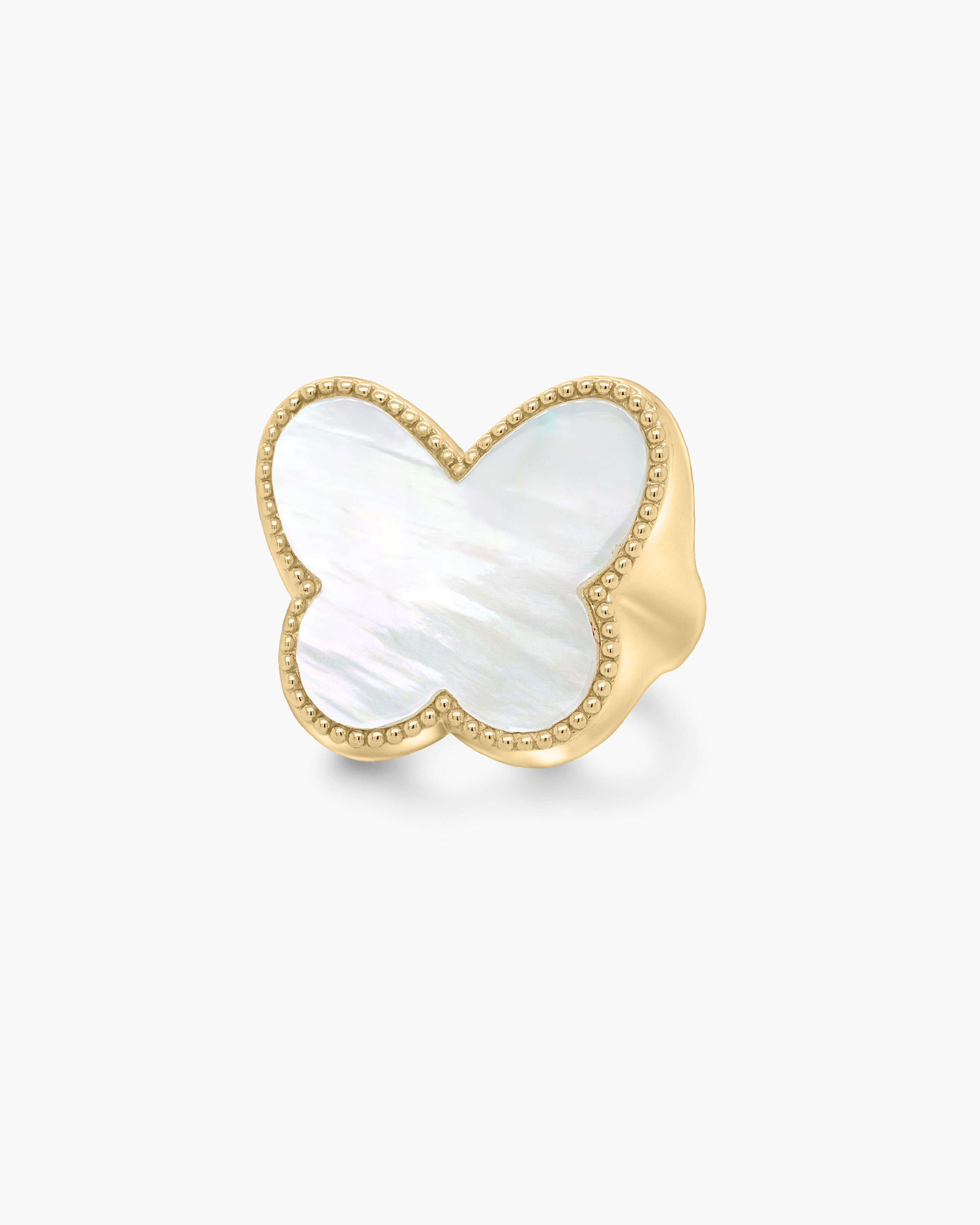  Large Mother of Pearl Bubble Butterfly Ring