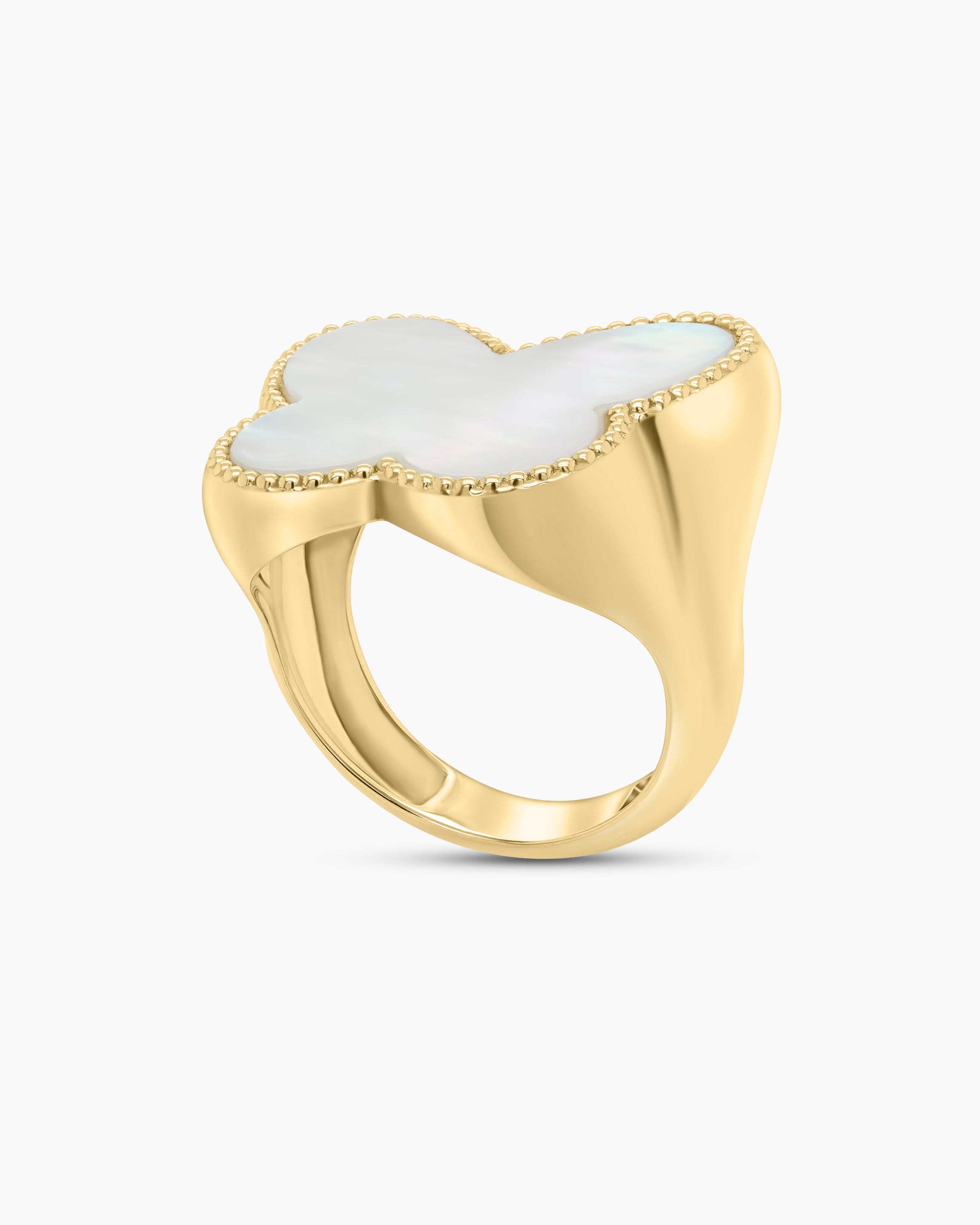  Large Mother of Pearl Bubble Butterfly Ring