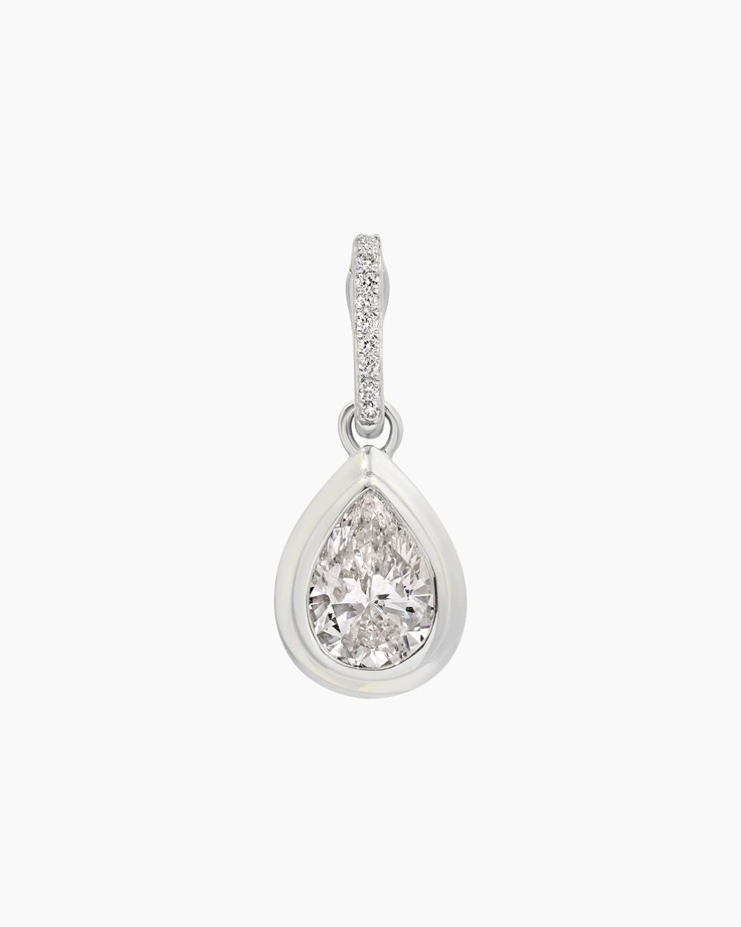 Pear-shaped lab diamond charm in 14kt white gold