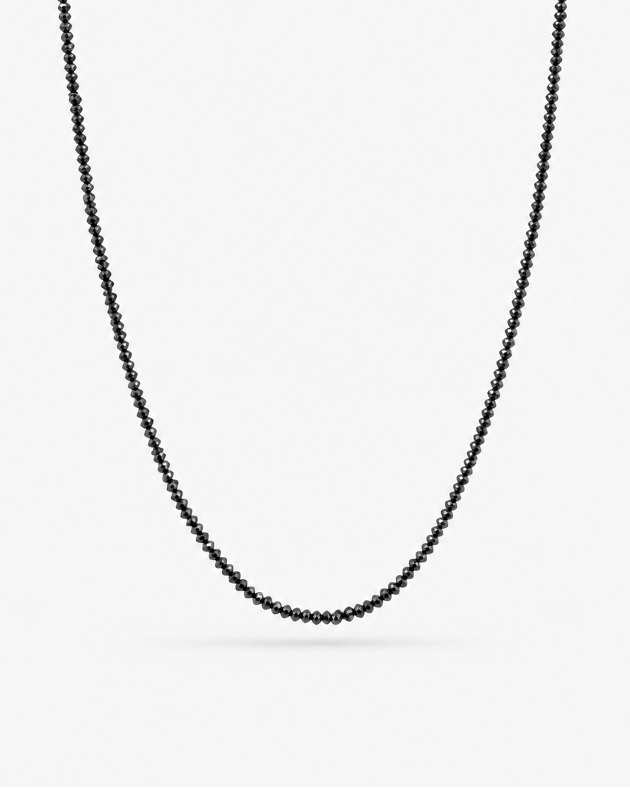 Cleo rough cut black diamond necklace with 14kt yellow gold clasp