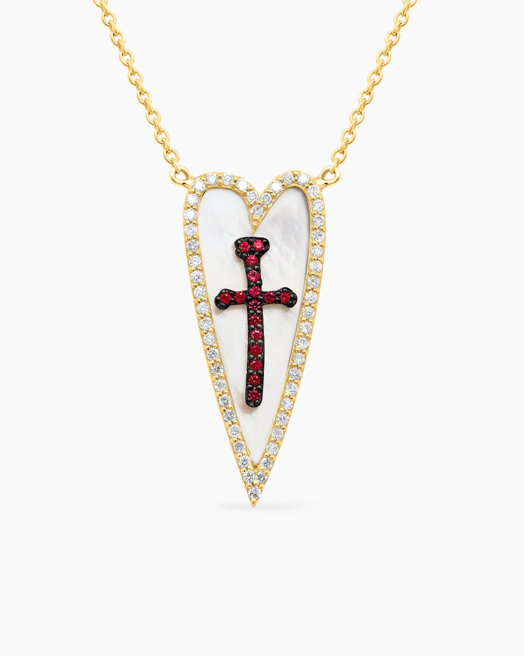 Mother of Pearl and Gemstone Heart Pendant Necklace