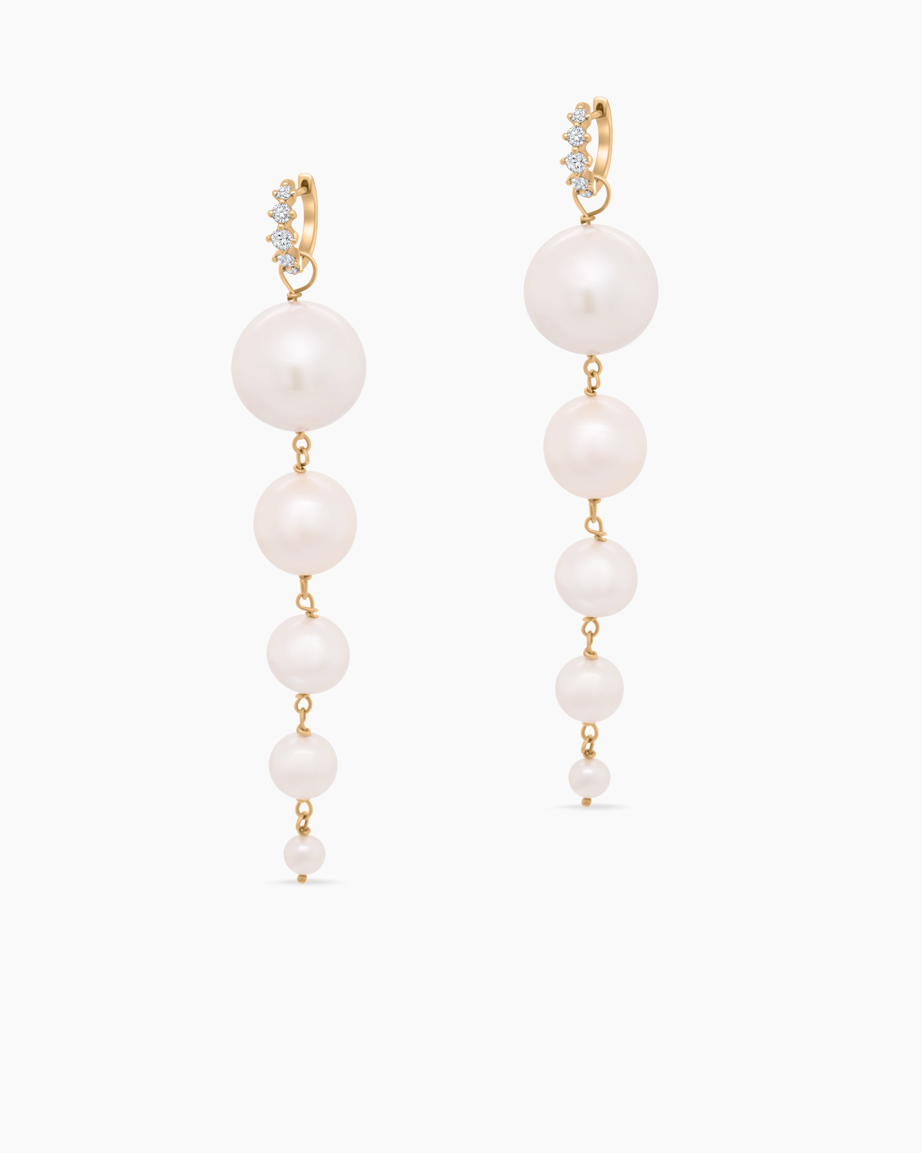 Classic Cascade | Fresh Water Pearl and Diamond Drop Earrings