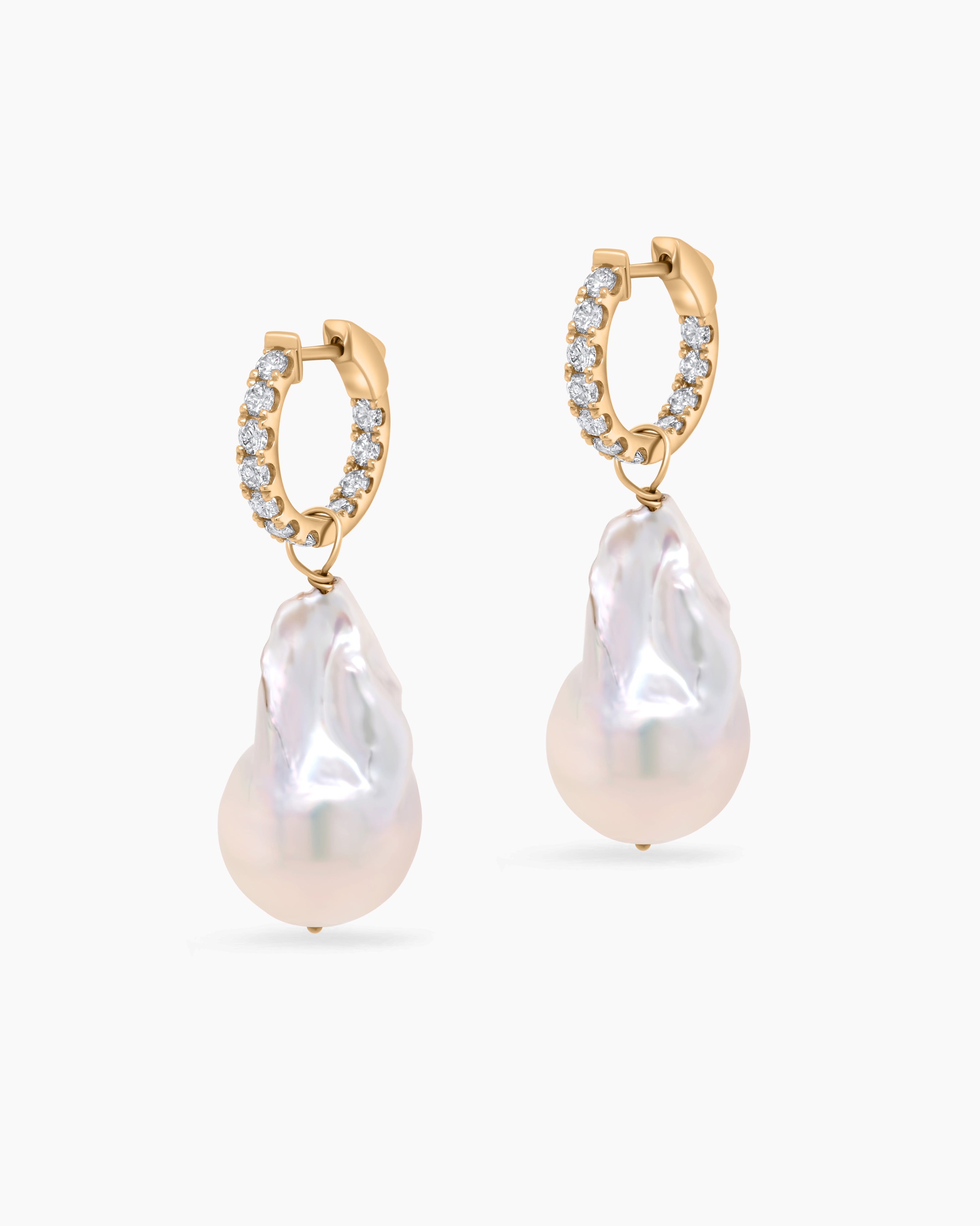 Natural Nuggets | Fresh Water Pearl and Diamond Drop Earrings