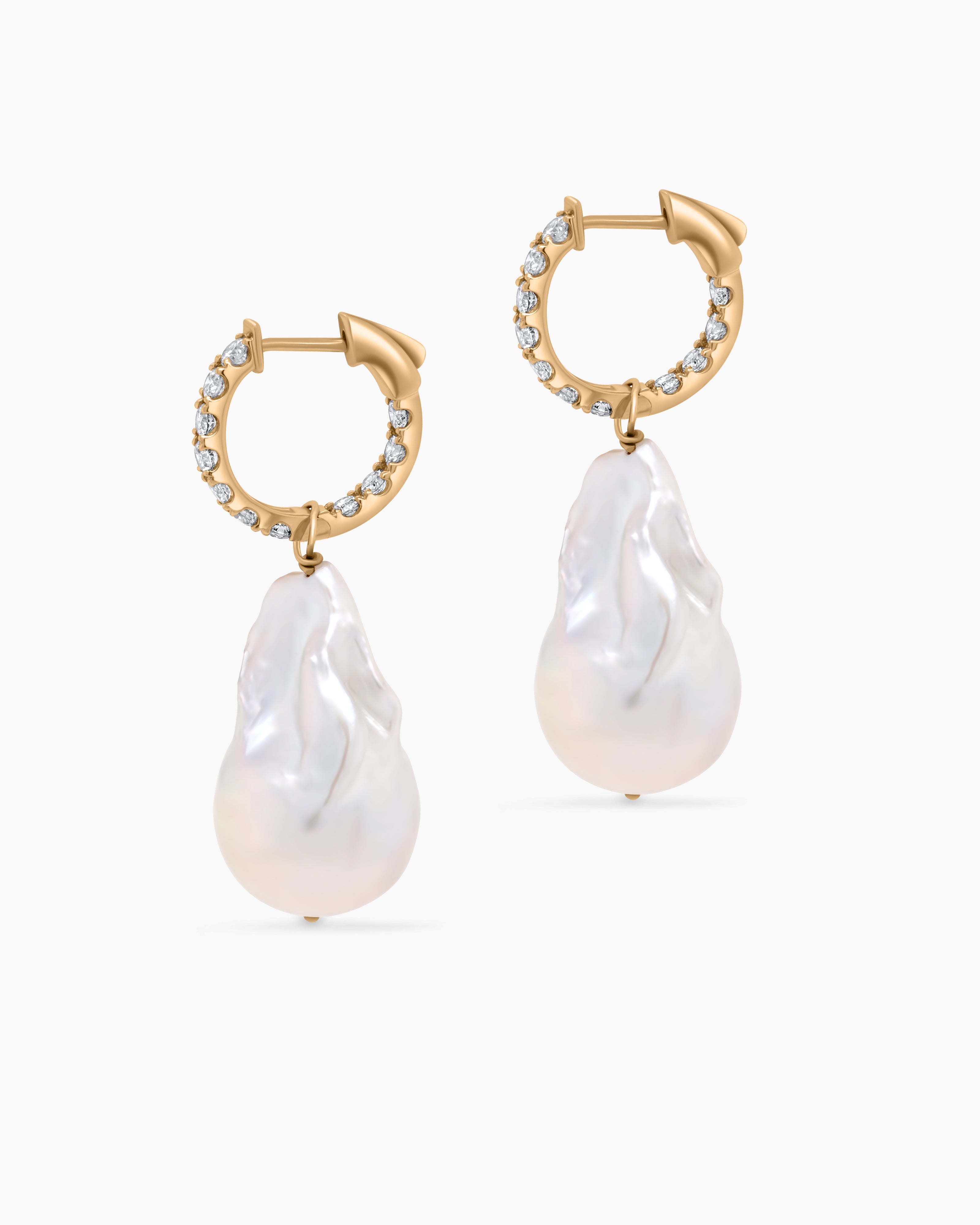 Natural Nuggets | Fresh Water Pearl and Diamond Drop Earrings