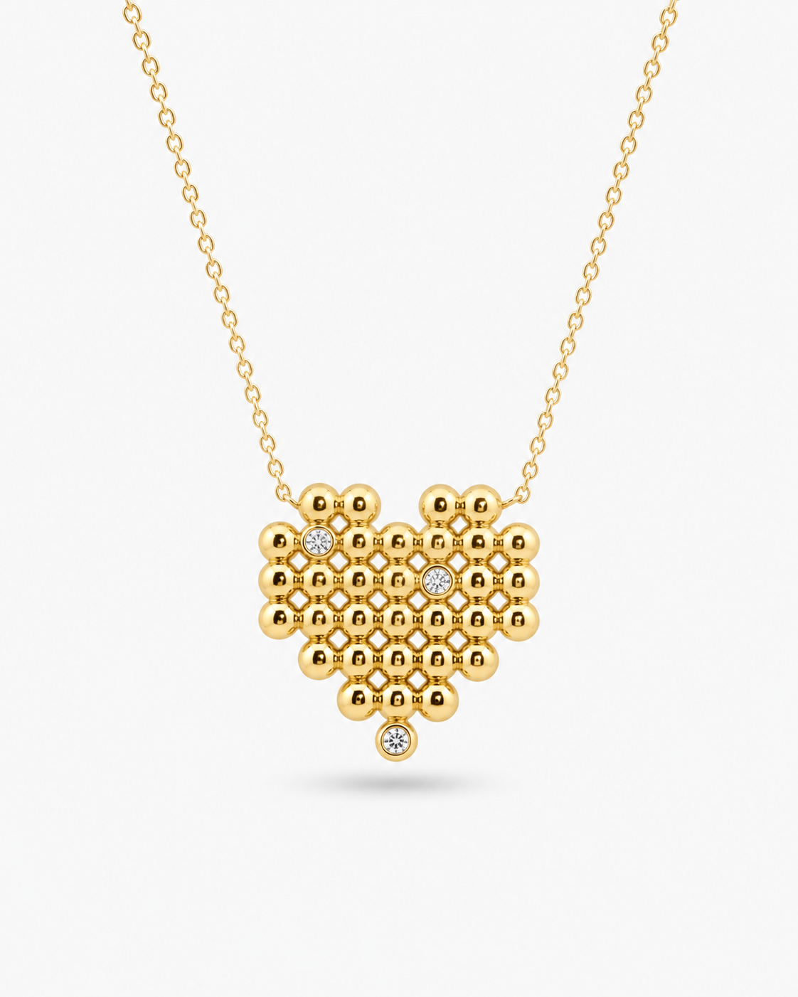 Spark | Gold and Diamond Bubble Small Heart Necklace