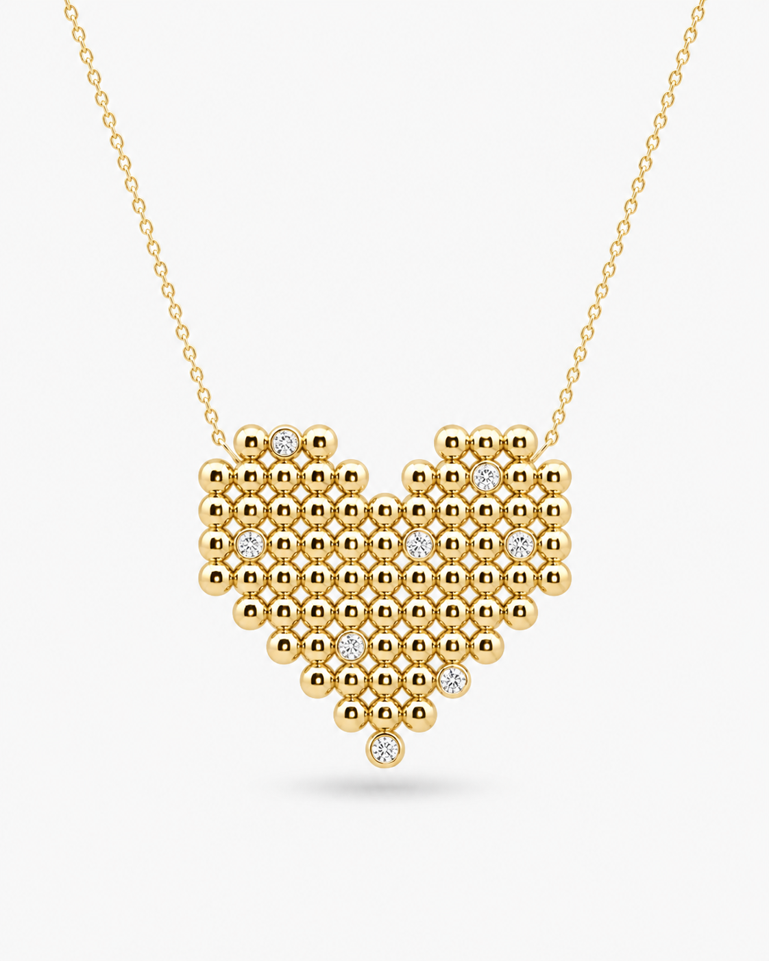 Spark | Gold and Diamond Bubble Large Heart Necklace
