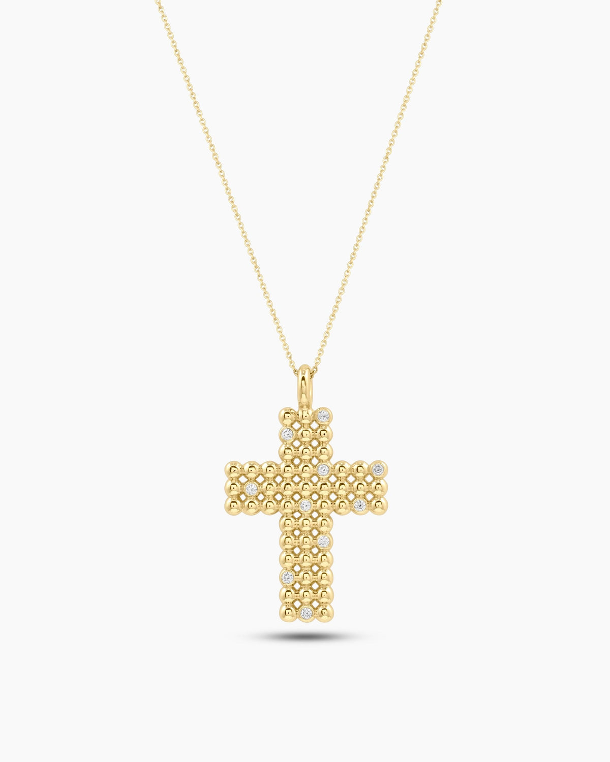 Glow | Gold and Diamond Bubble Small Cross Necklace