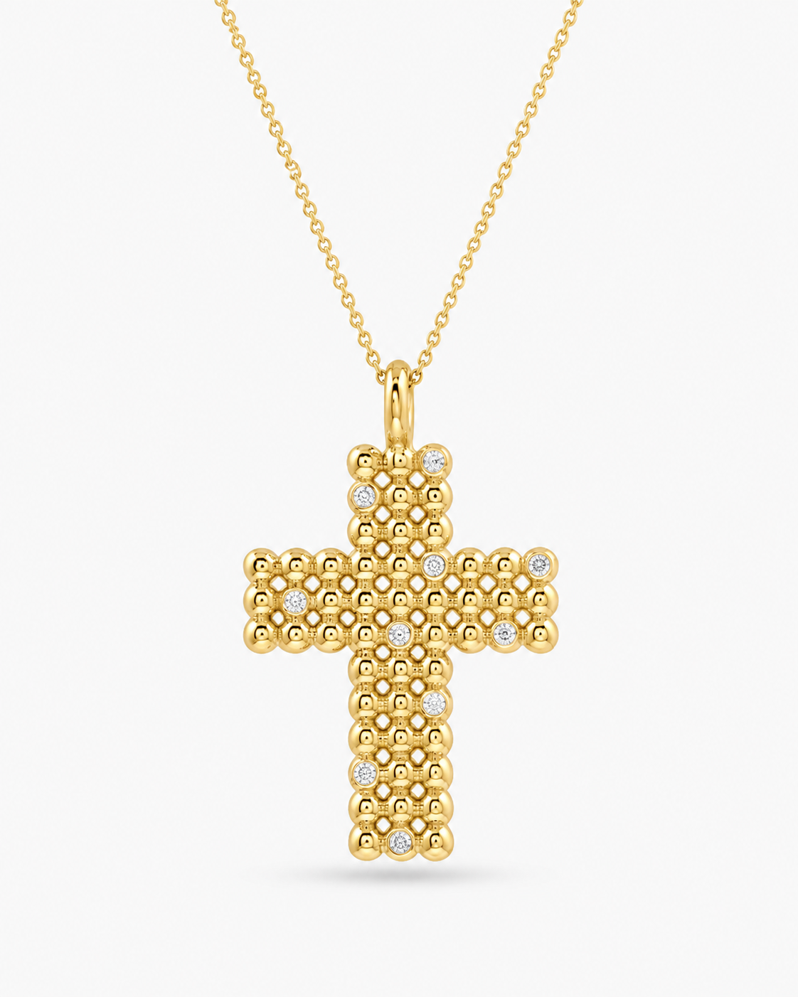 Glow | Gold and Diamond Bubble Large Cross Necklace