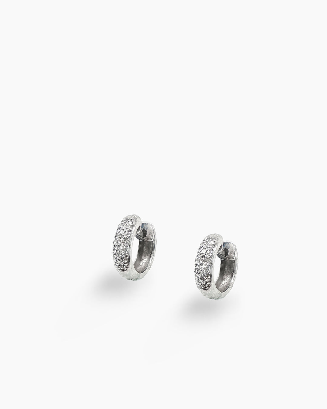 White Gold Diamond Huggie Hoop Earrings