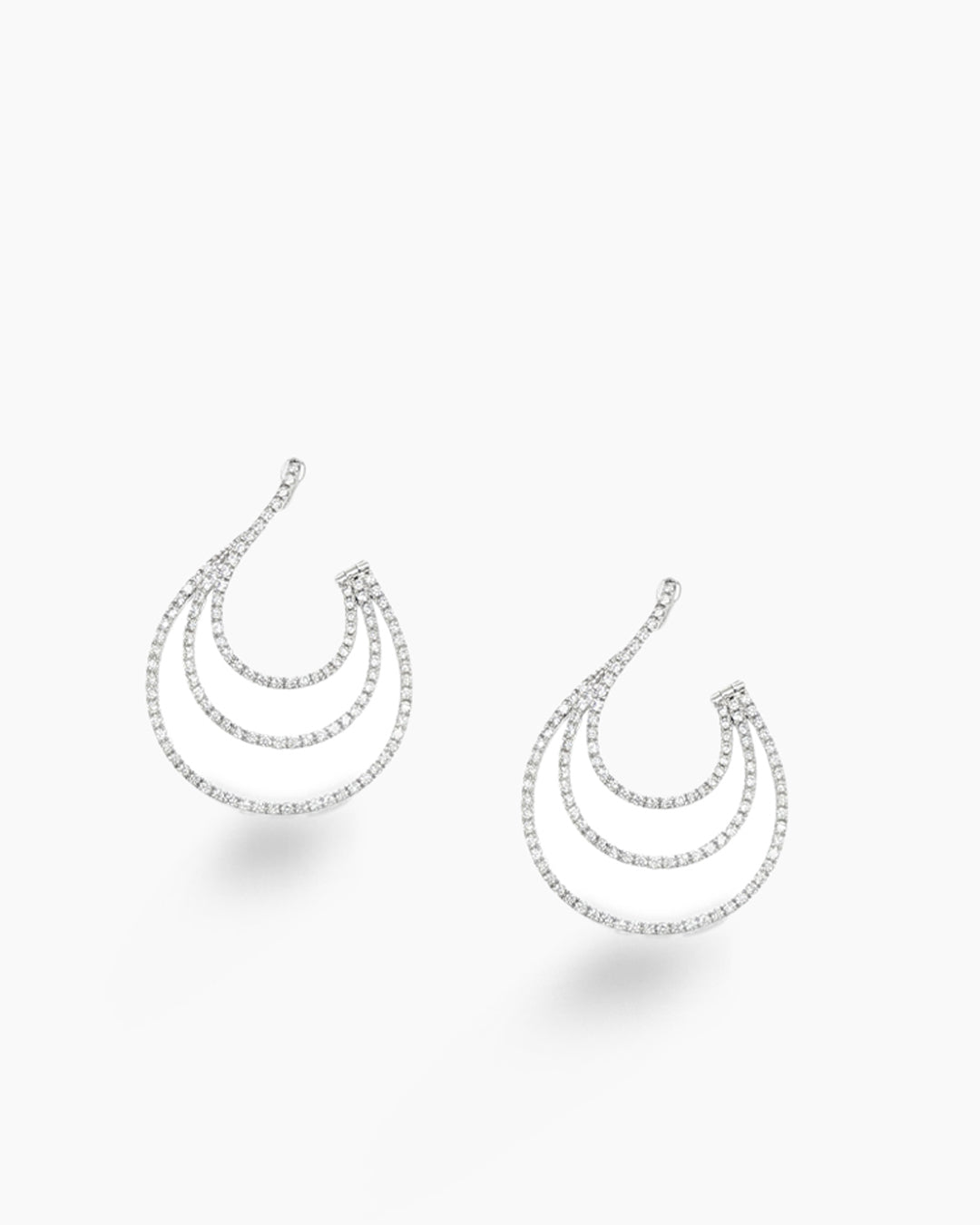 White Gold Diamond Pave Swirl Statement Earrings