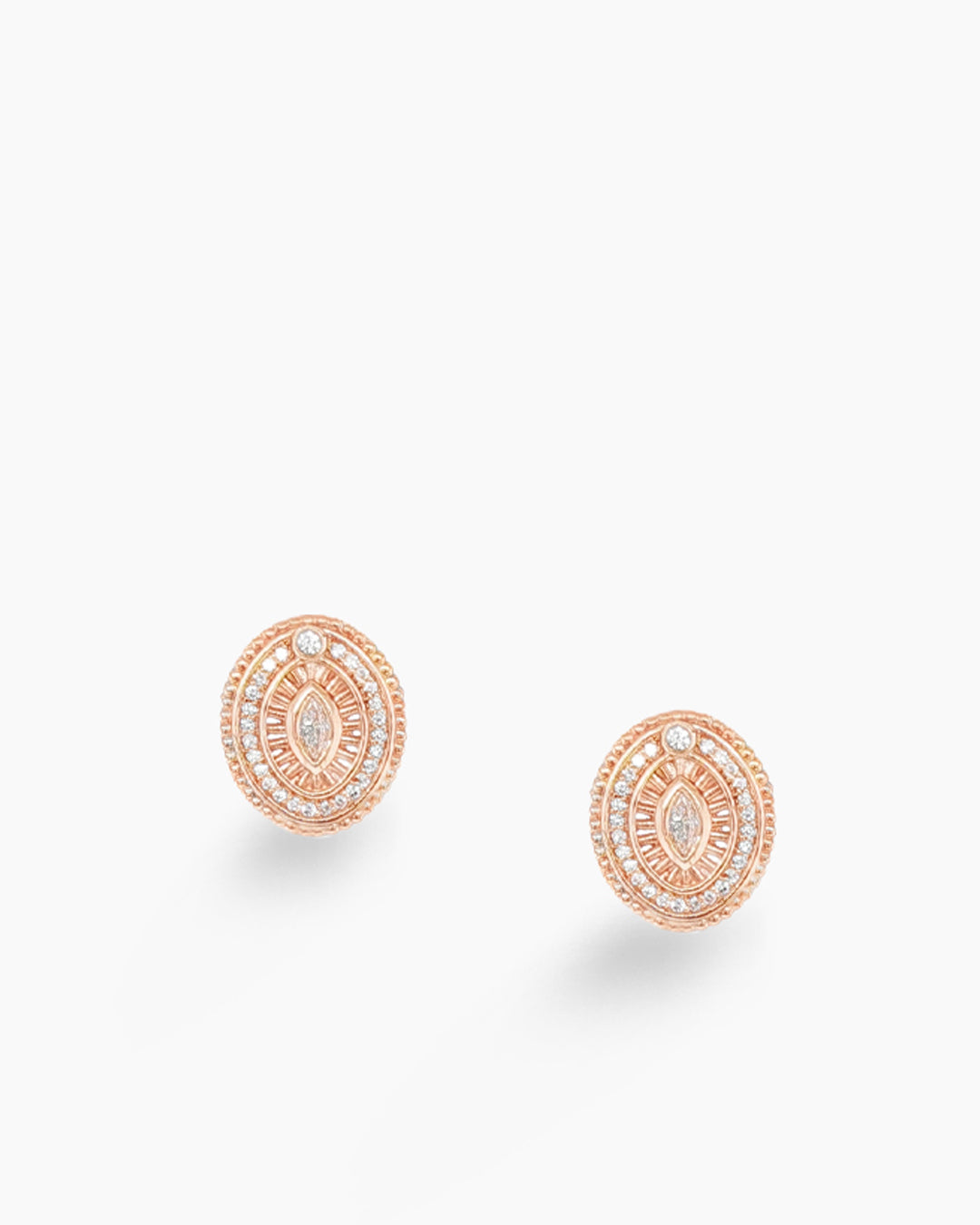 Rose Gold Art Deco Stud Earrings
