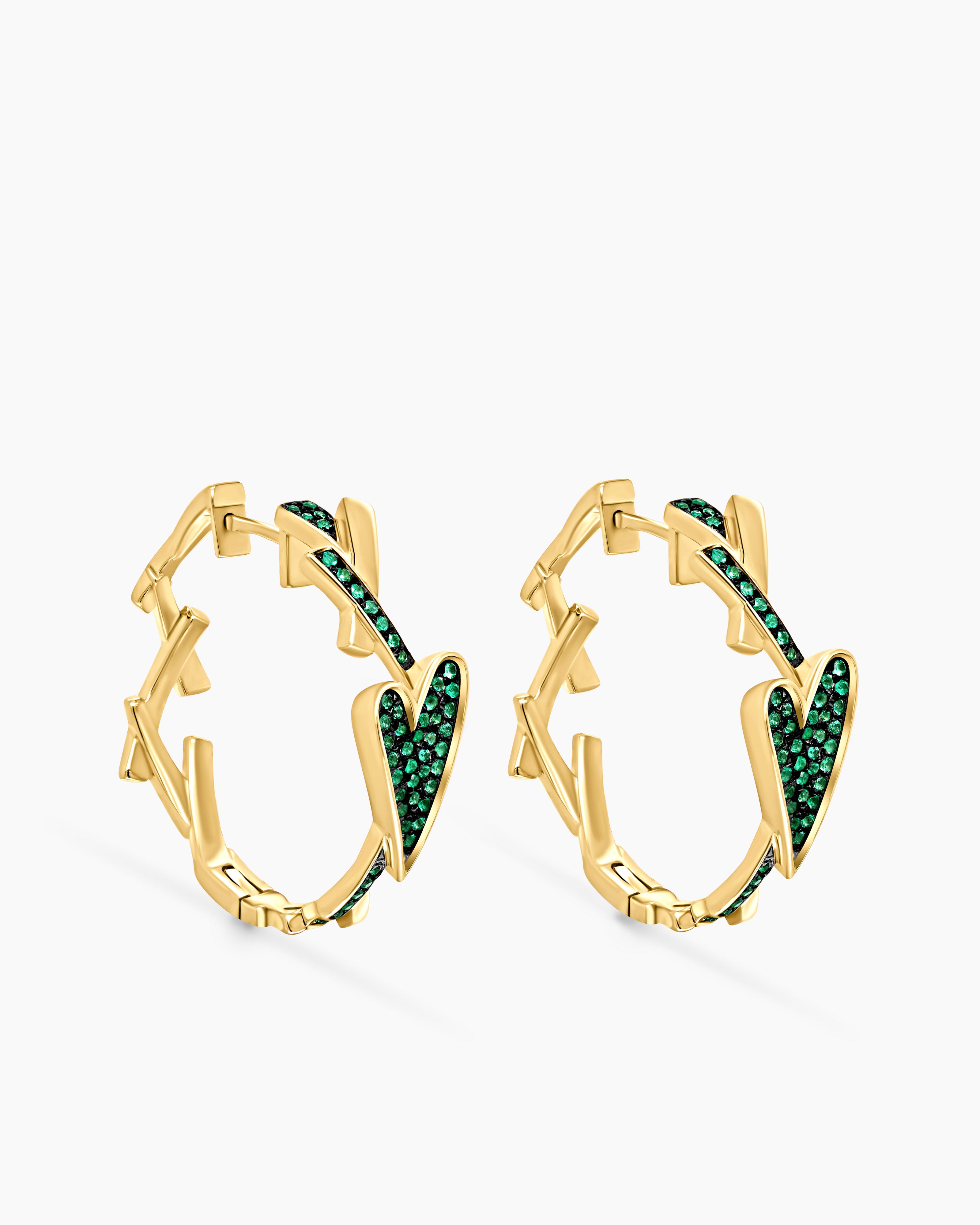 Infinite Love | Heart and Thorn Gemstone Hoop Earrings