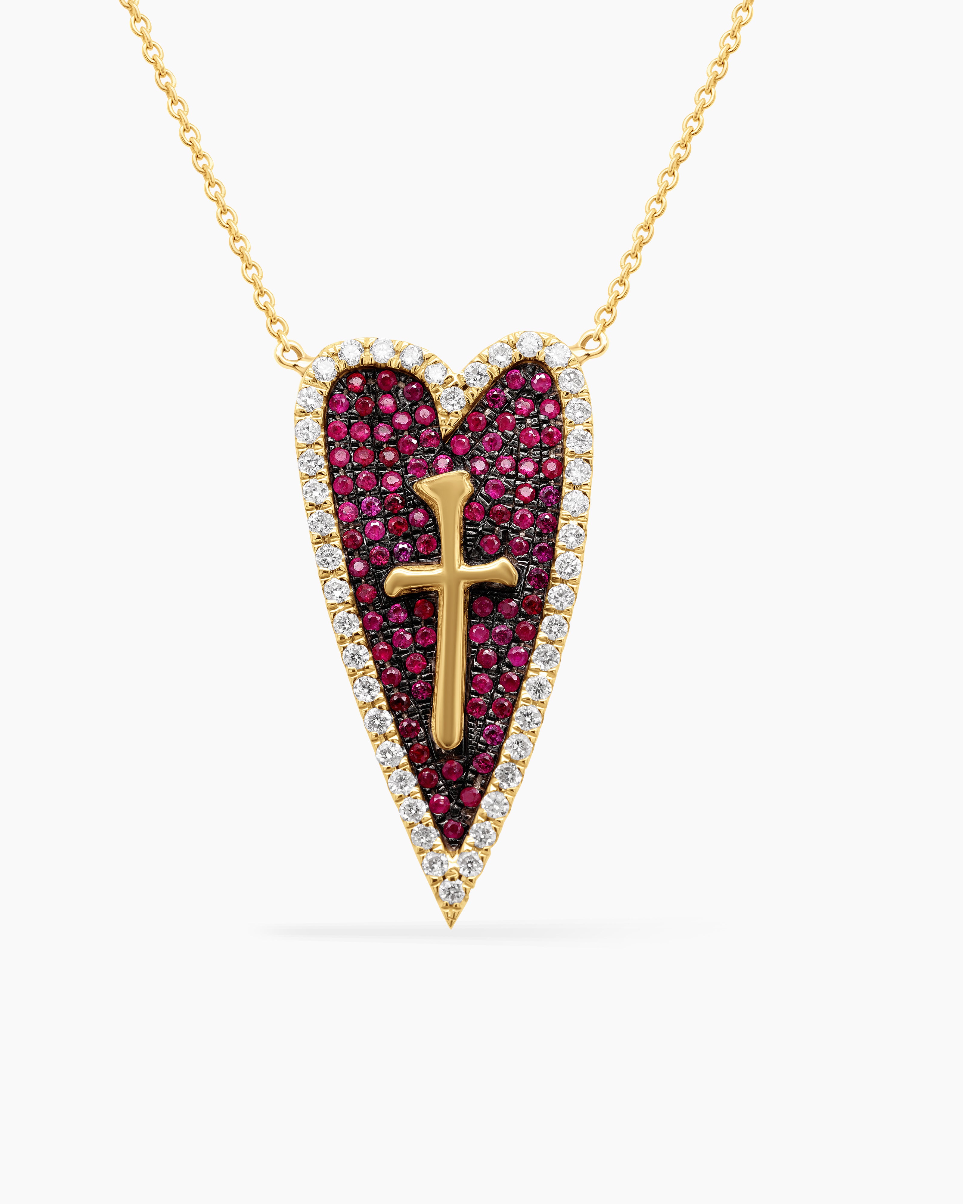 Sacred Love | Gemstone and Diamond Heart Pendant Necklace