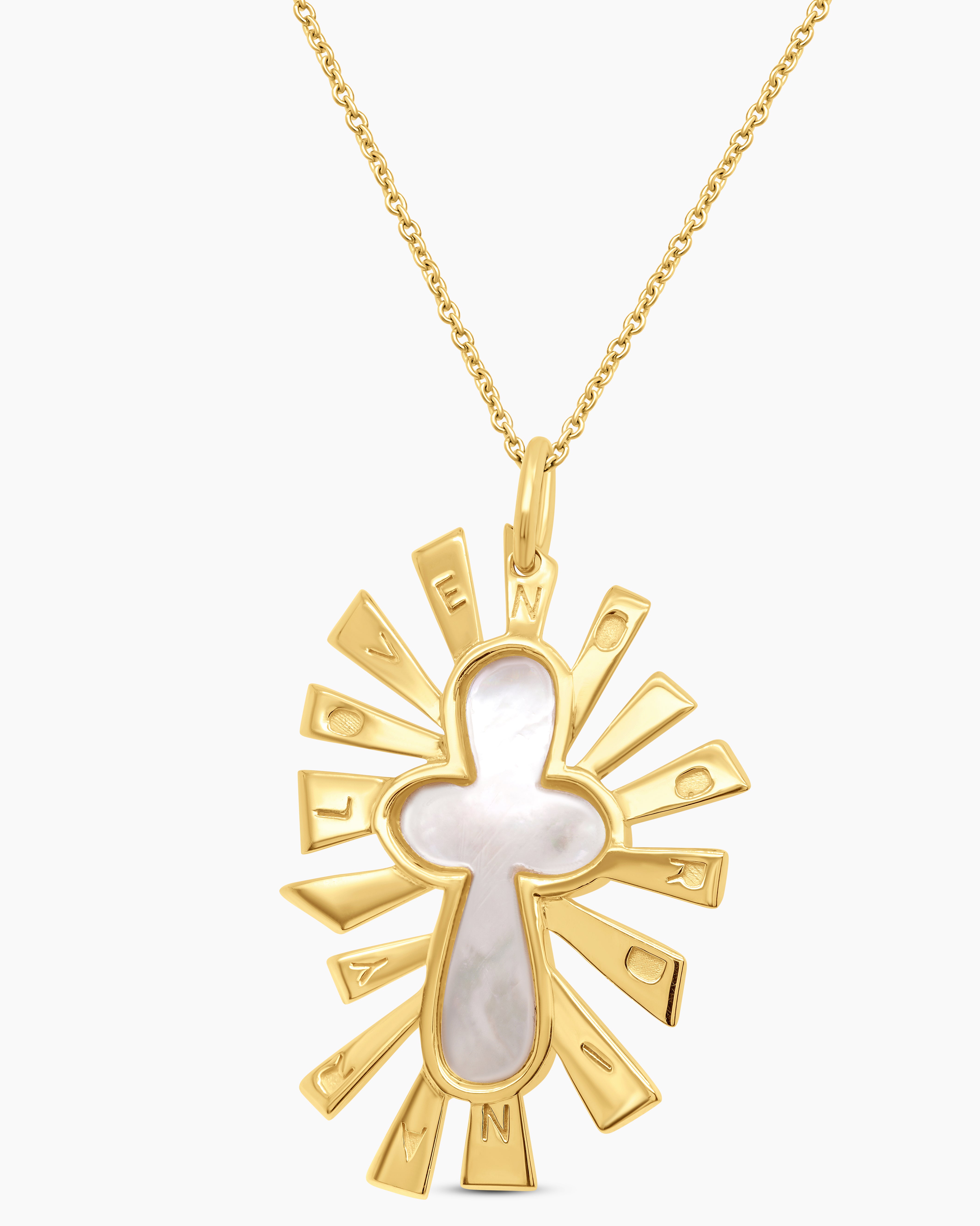 Divine Light | Mother of Pearl and Gemstone Cross Pendant Necklace