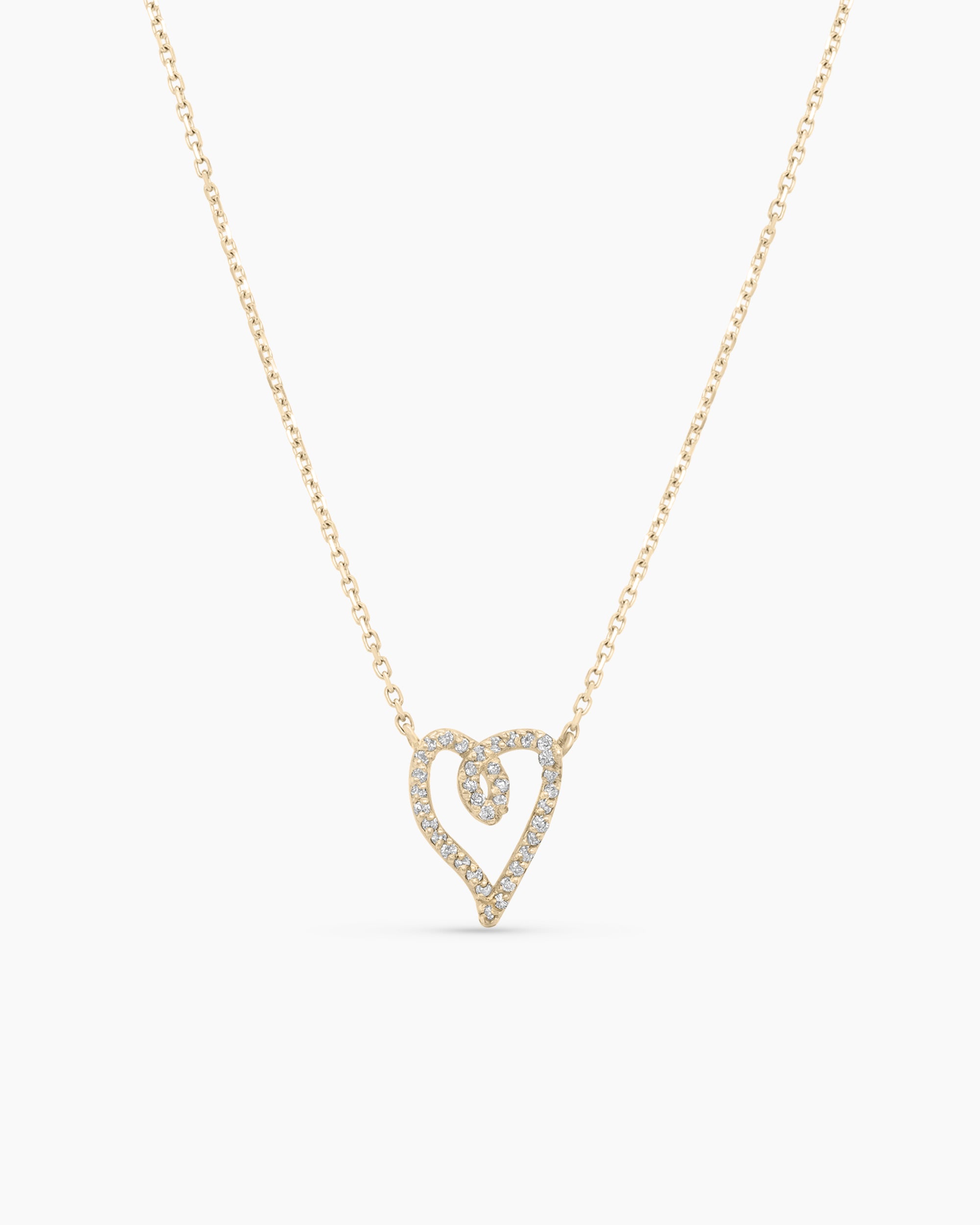 Heavenly Heart | Small Diamond Heart Scribble Pendant Necklace
