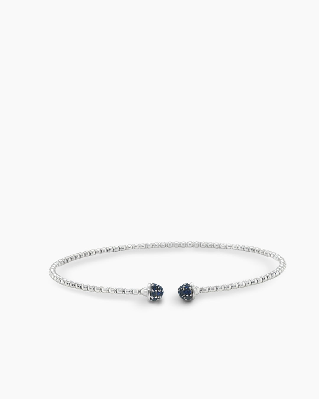 White Gold Blue Sapphire Cuff Style Flex Bracelet