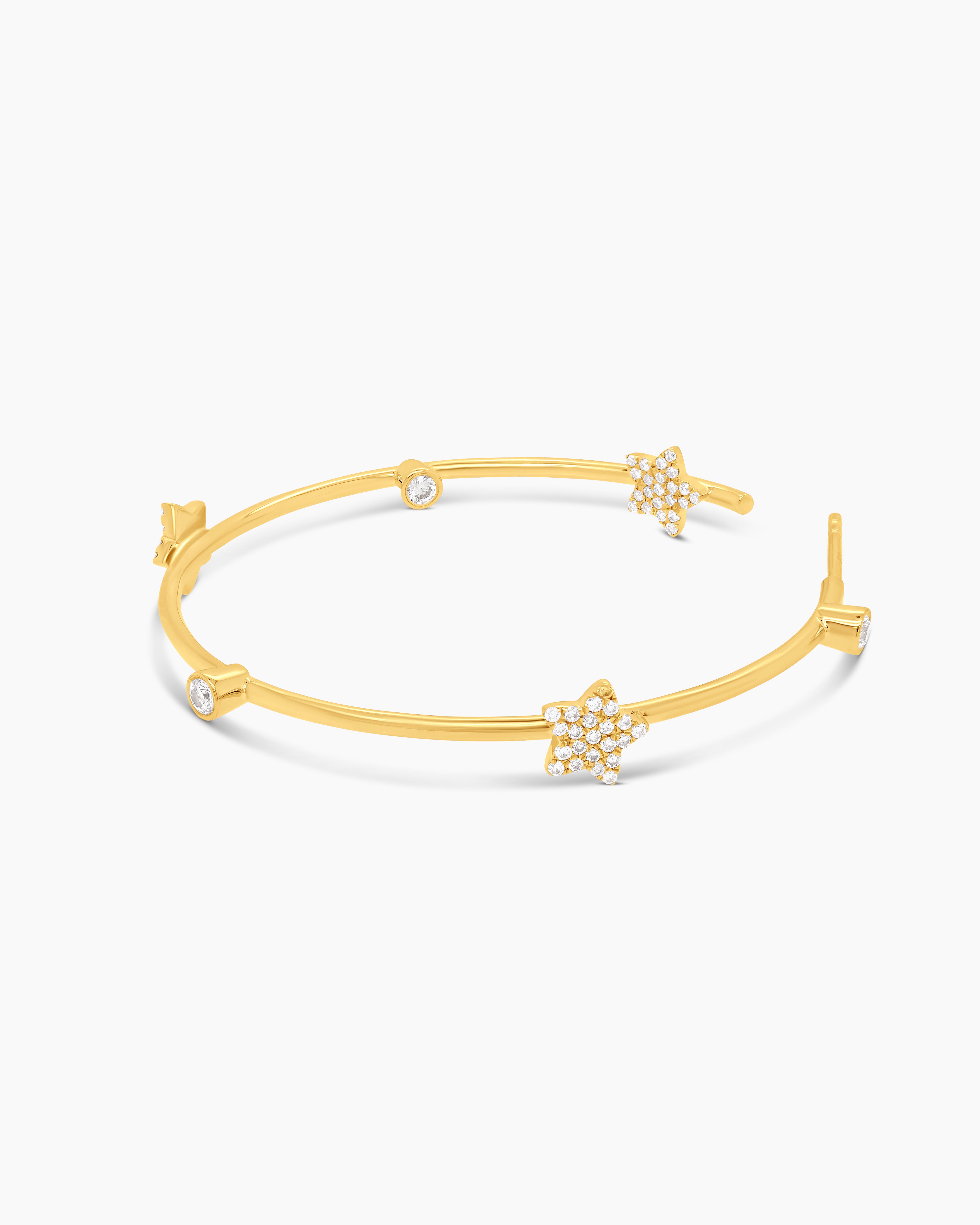 Lucky Star | Medium Diamond Star Hoop Earrings