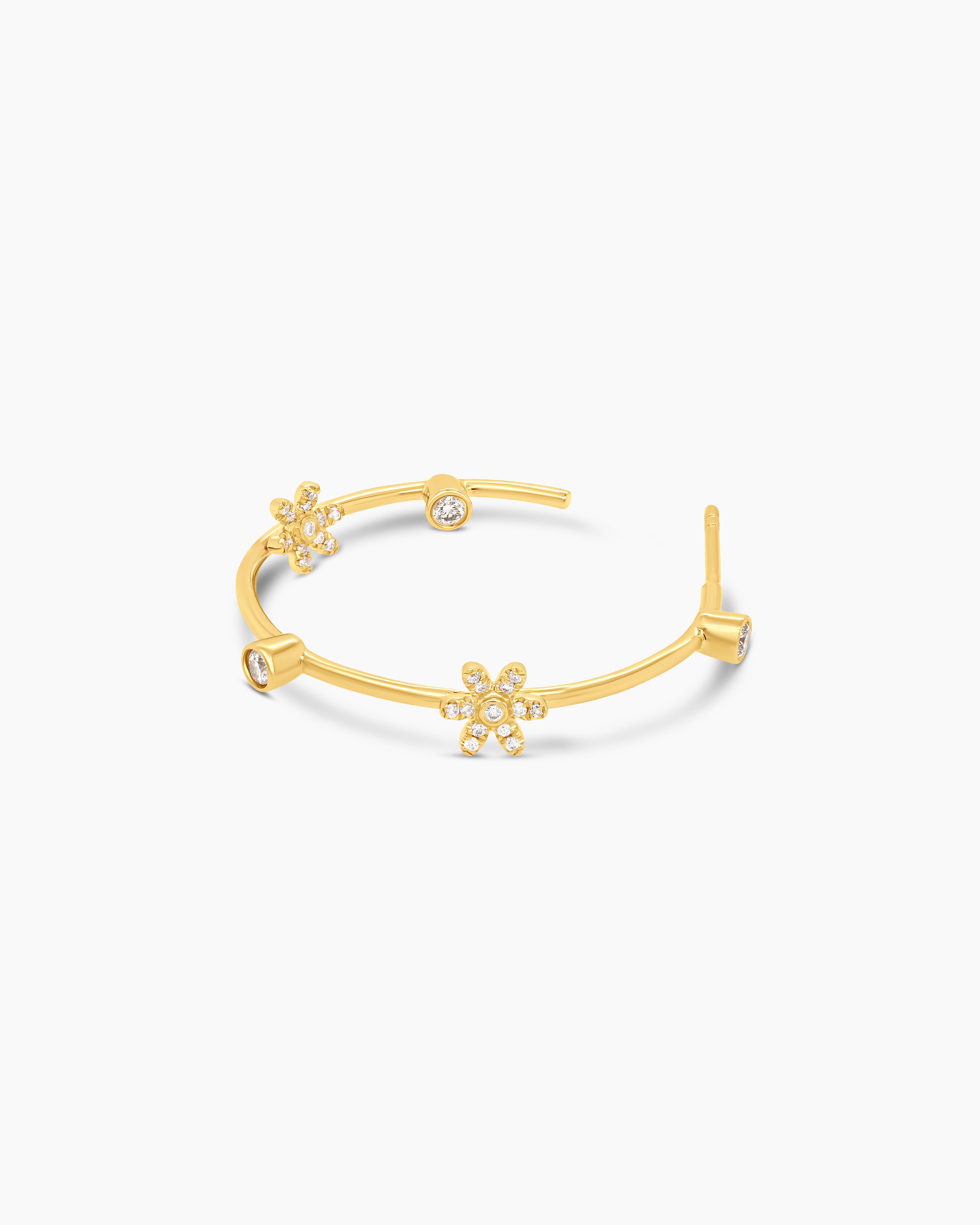 Dainty Daisy | Small Diamond Daisy Hoop Earrings
