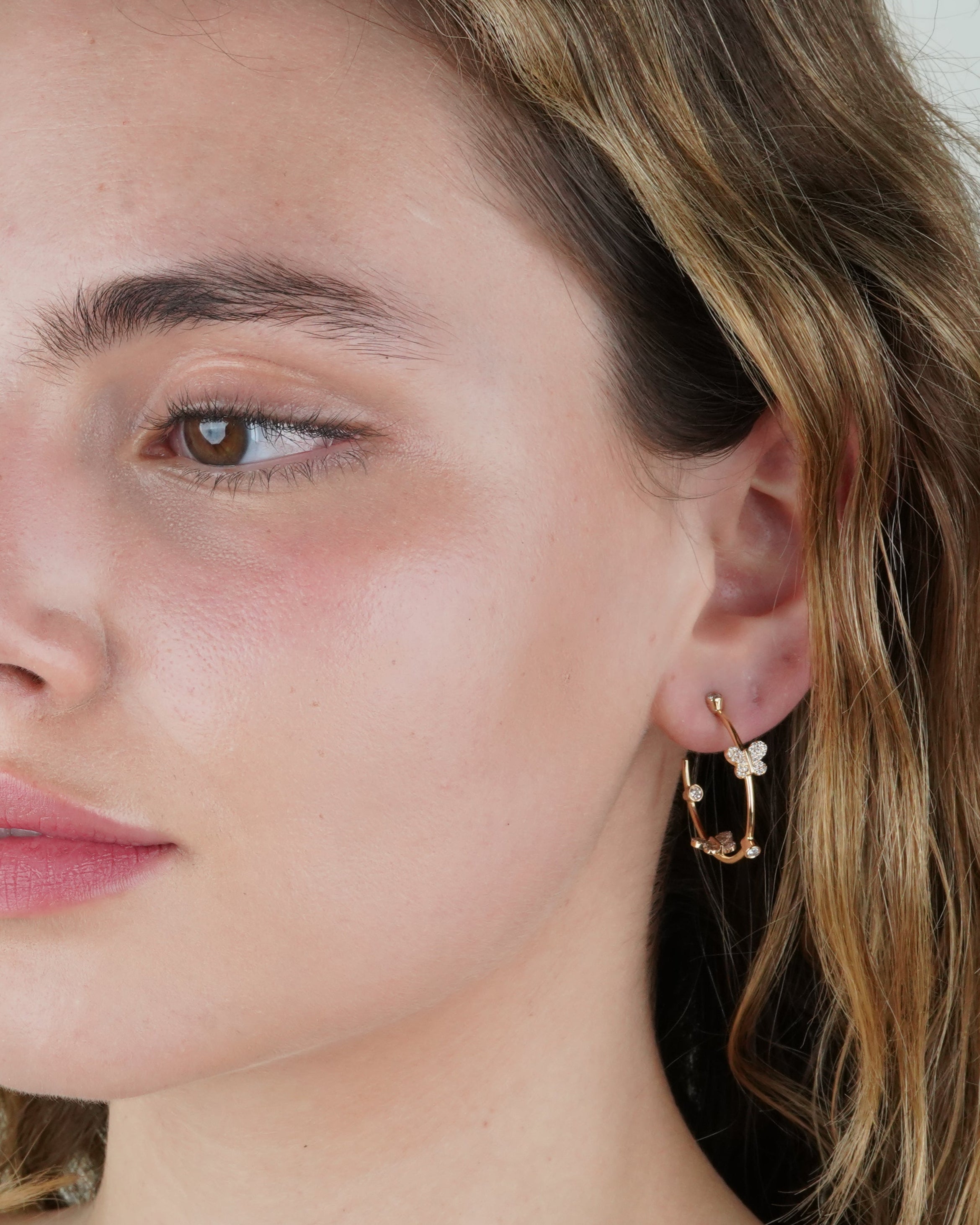 Brilliant Butterfly | Small Diamond Butterfly Hoop Earrings
