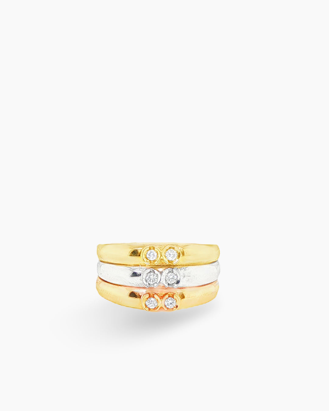 Tricolor Diamond Accent Band Ring