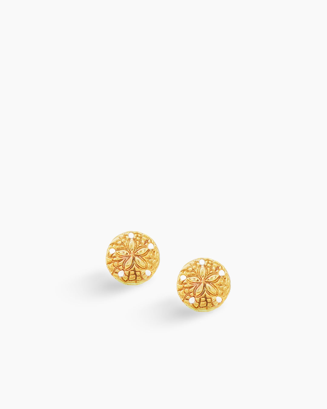 Yellow Gold Sand Dollar Stud Earrings
