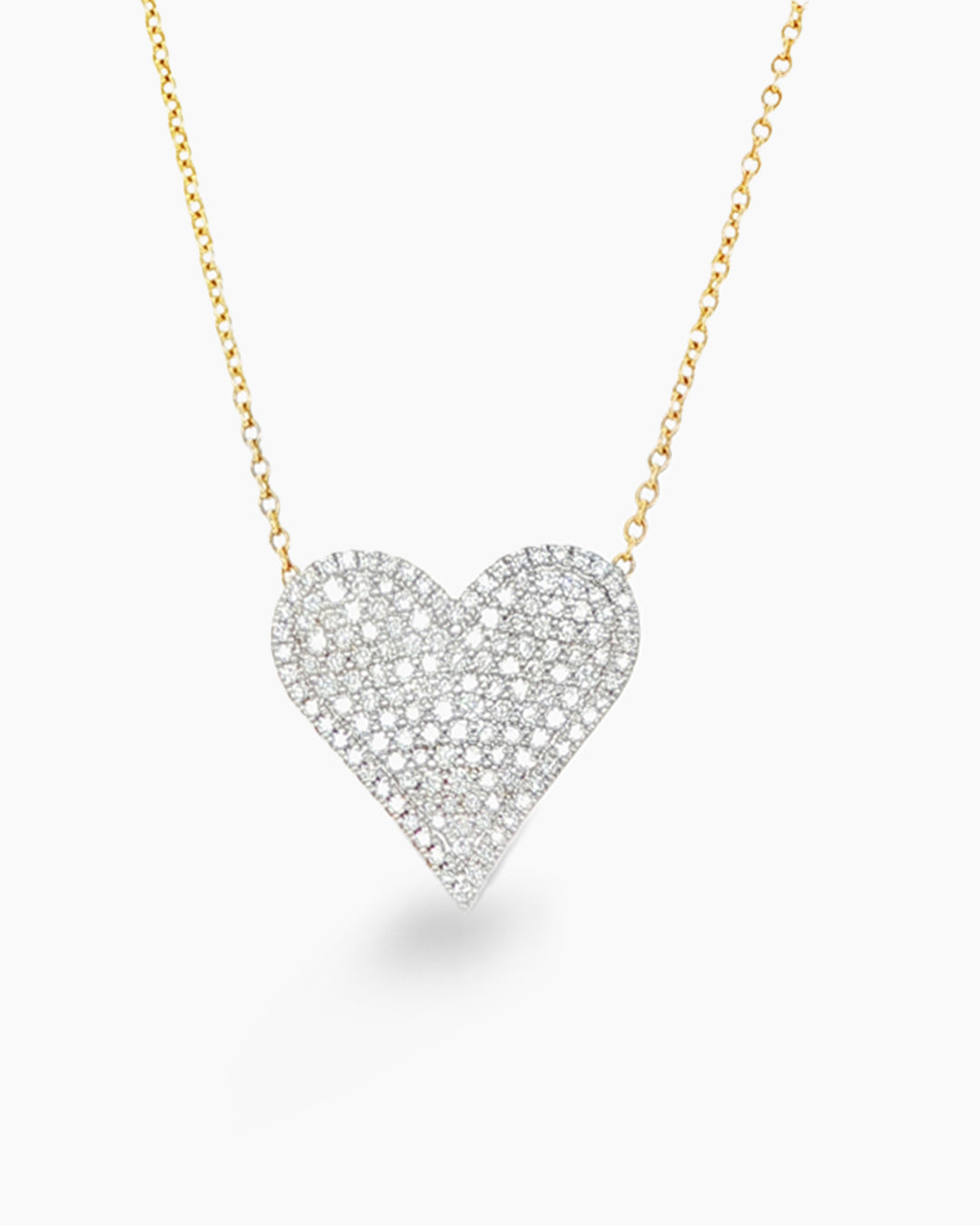 Yellow Gold Diamond Heart Pendant Chain Necklace